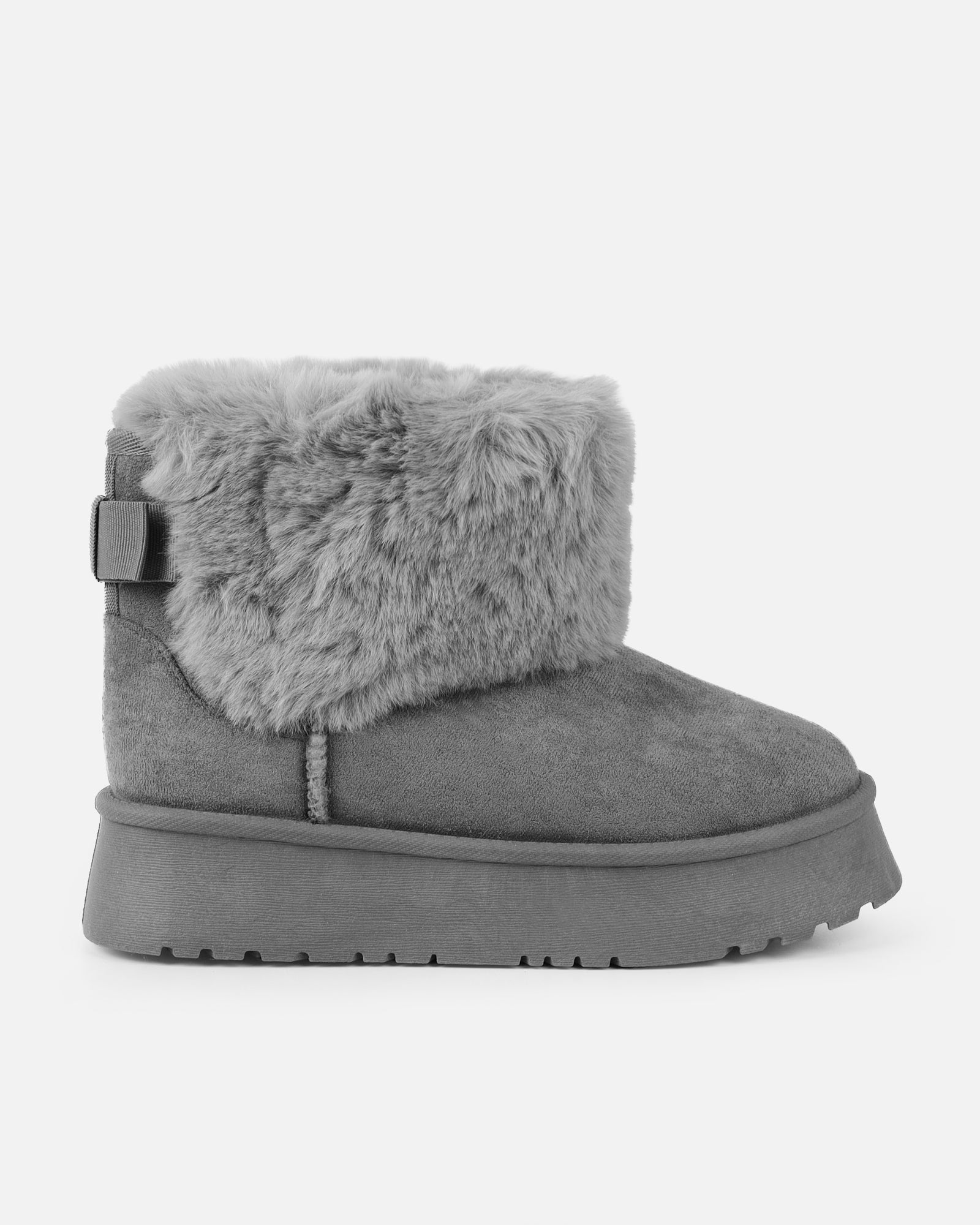 Tomiee Grey Faux Suede Fur Trimmed Ankle Boots | SIMMI London