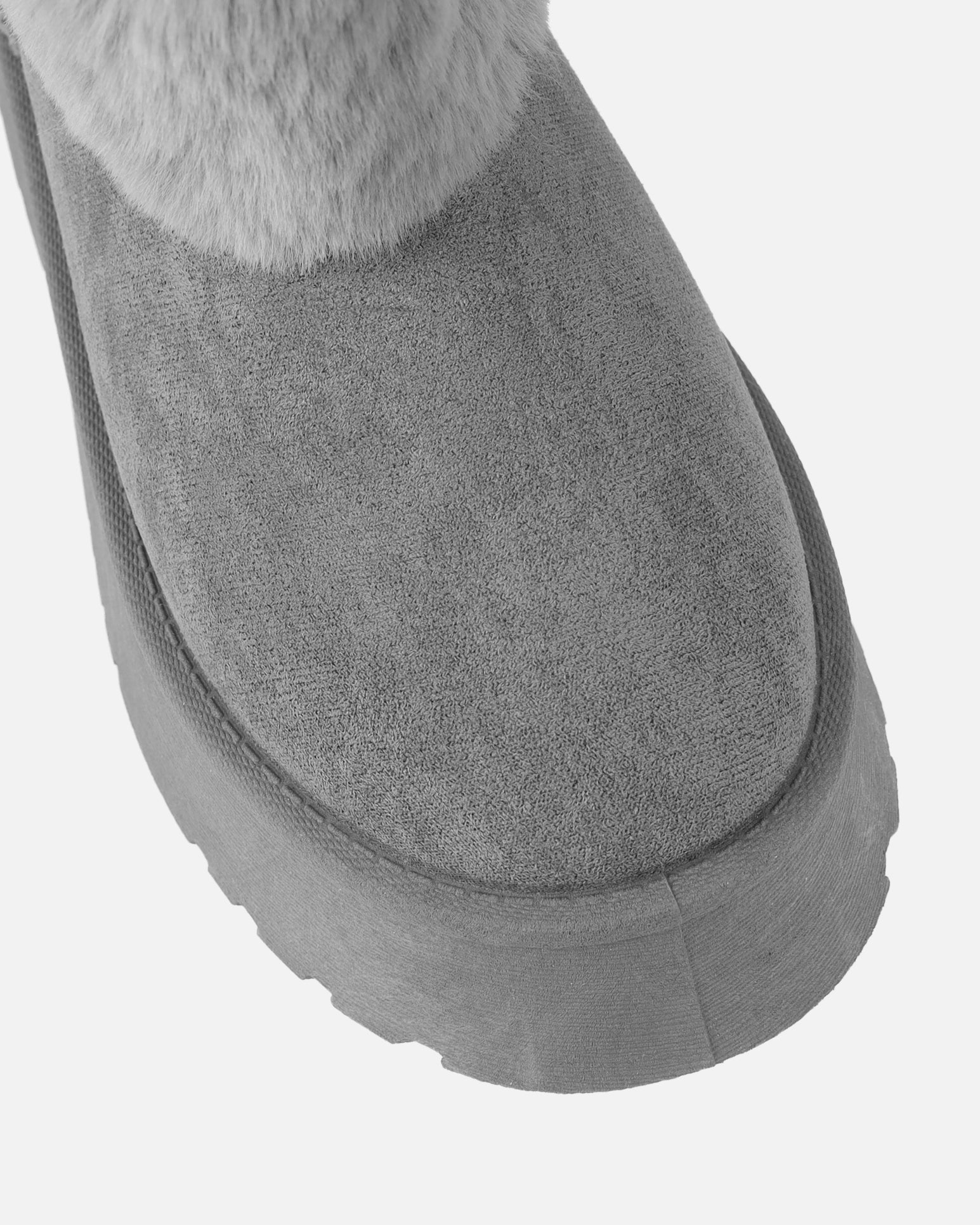 Tomiee Grey Faux Suede Fur Trimmed Ankle Boots | SIMMI London