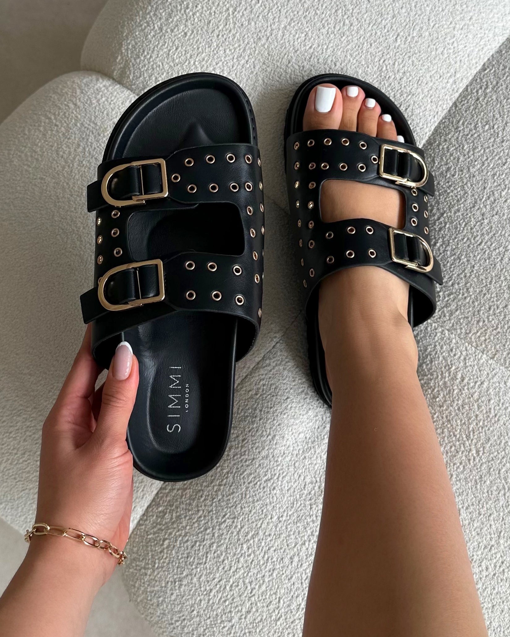 Tabi Black Slider Sandals | SIMMI London