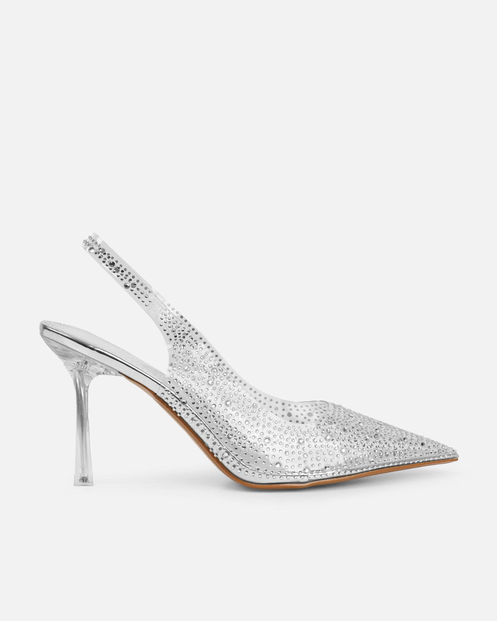 Tahoe Clear Diamante Silver Mirror Sandals | SIMMI London
