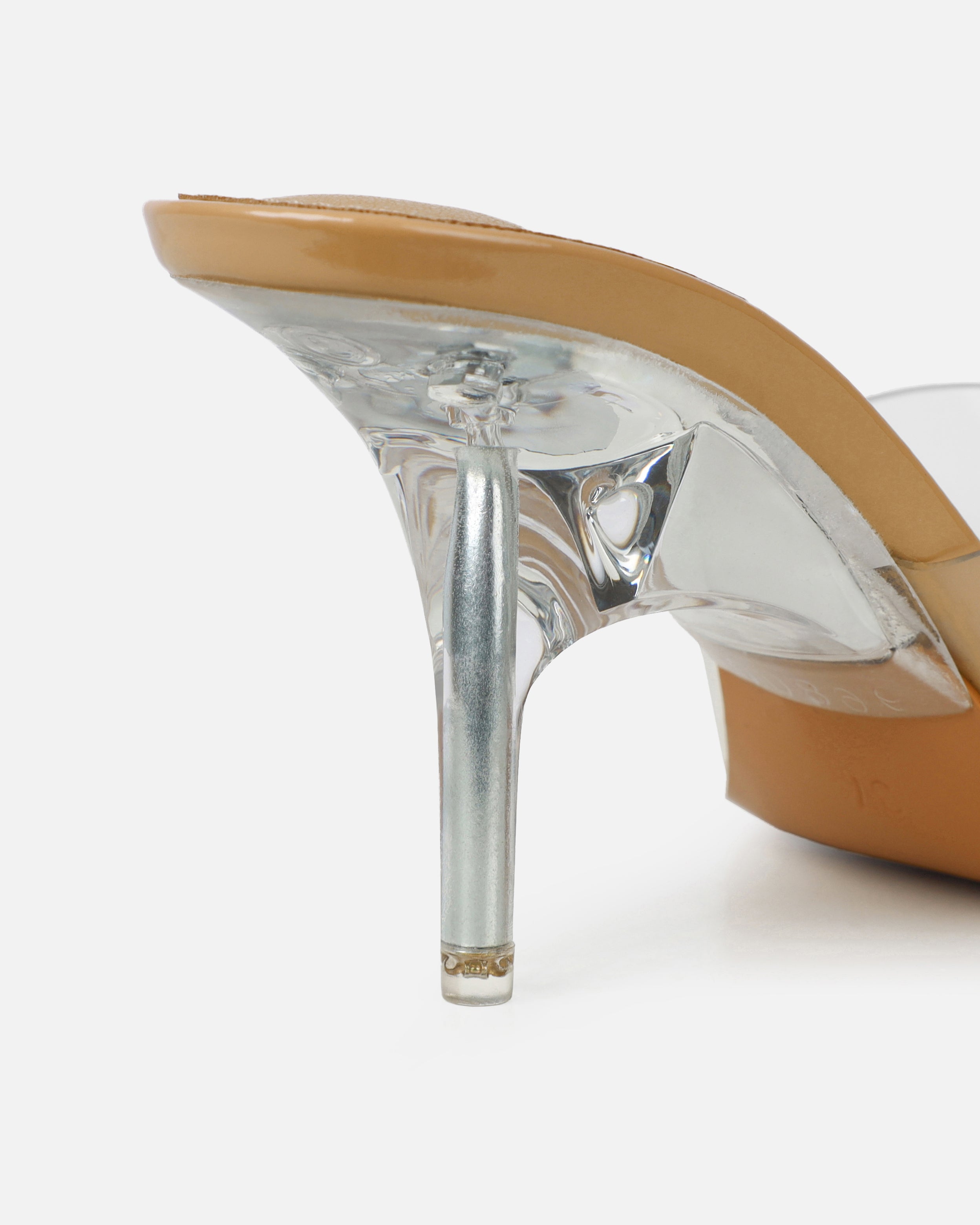 Tammie Nude Clear Mid Heel Mules