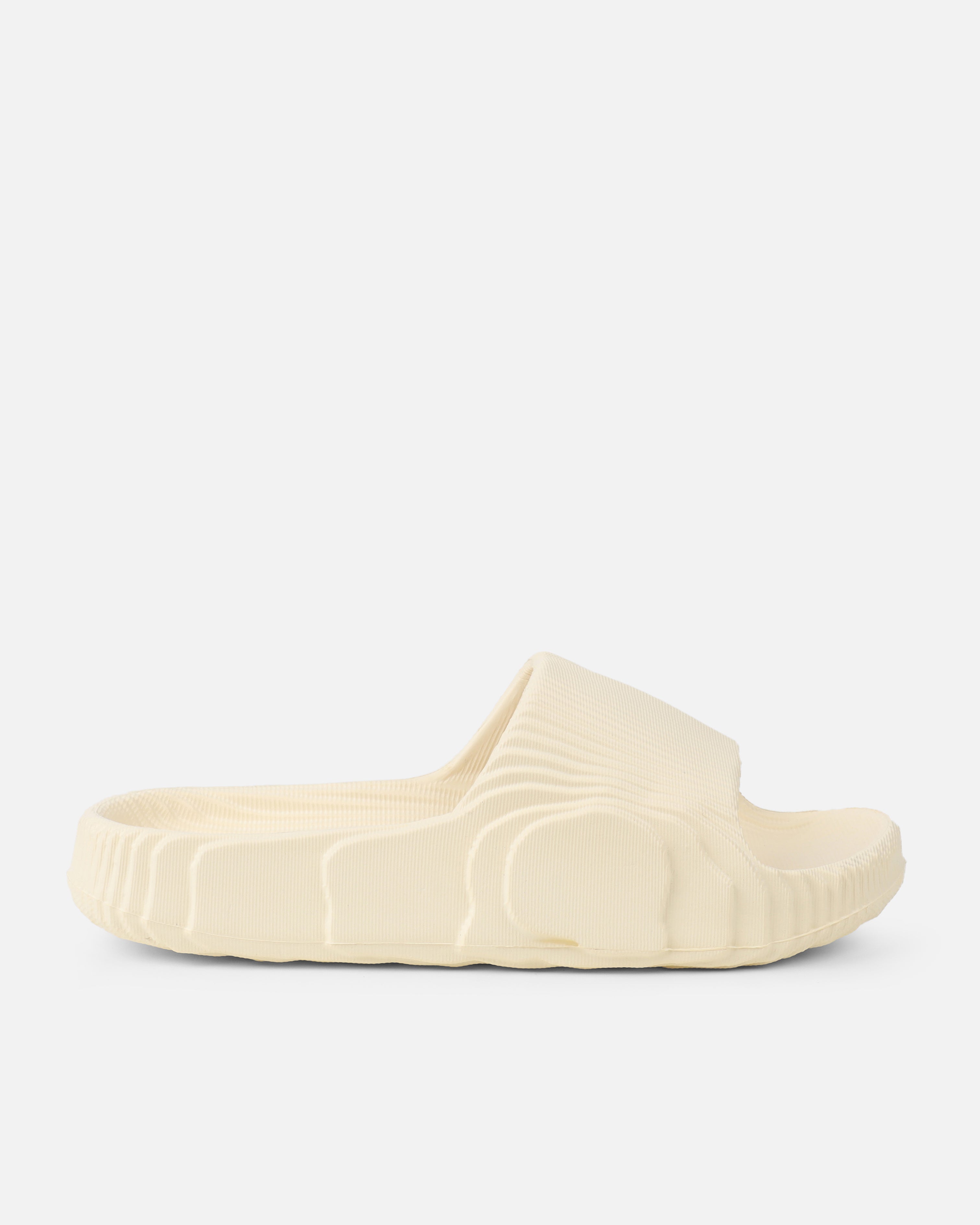 Tazia Cream Textured Moulded Flat Slides | SIMMI London