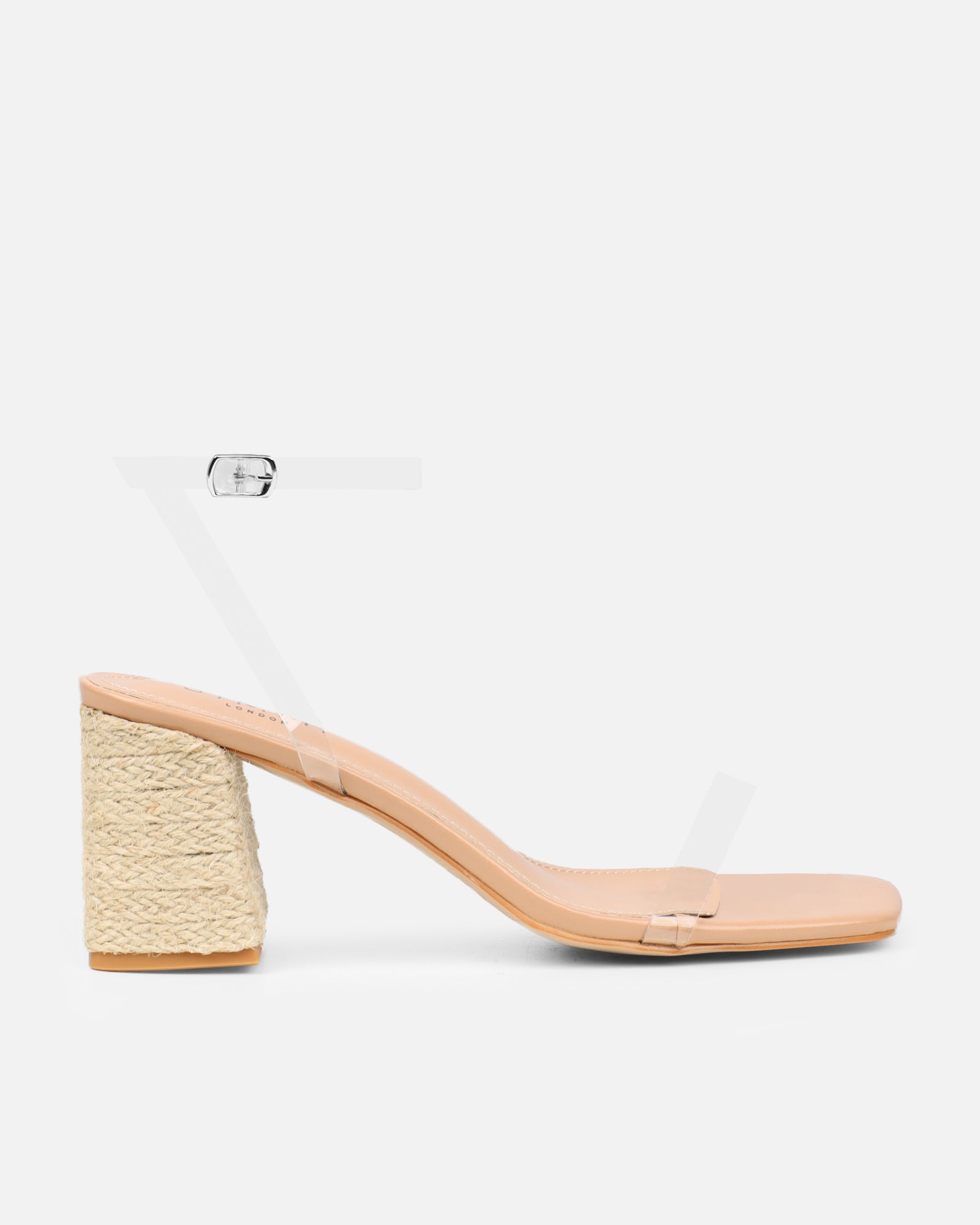 Thames Clear Nude Espadrille Block Heeled Sandals | SIMMI London