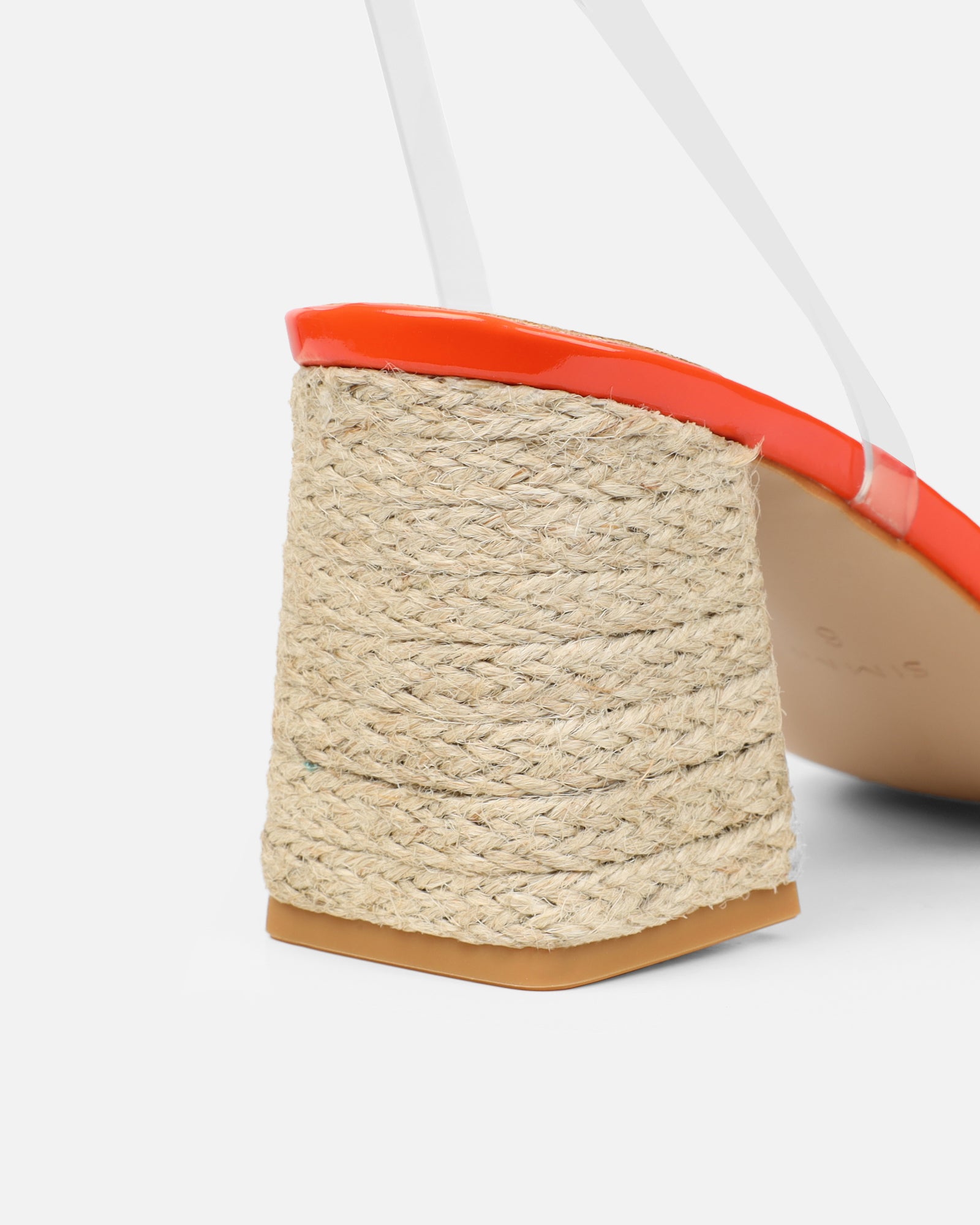 Thames Clear Orange Patent Espadrille Block Heeled Sandals | SIMMI London
