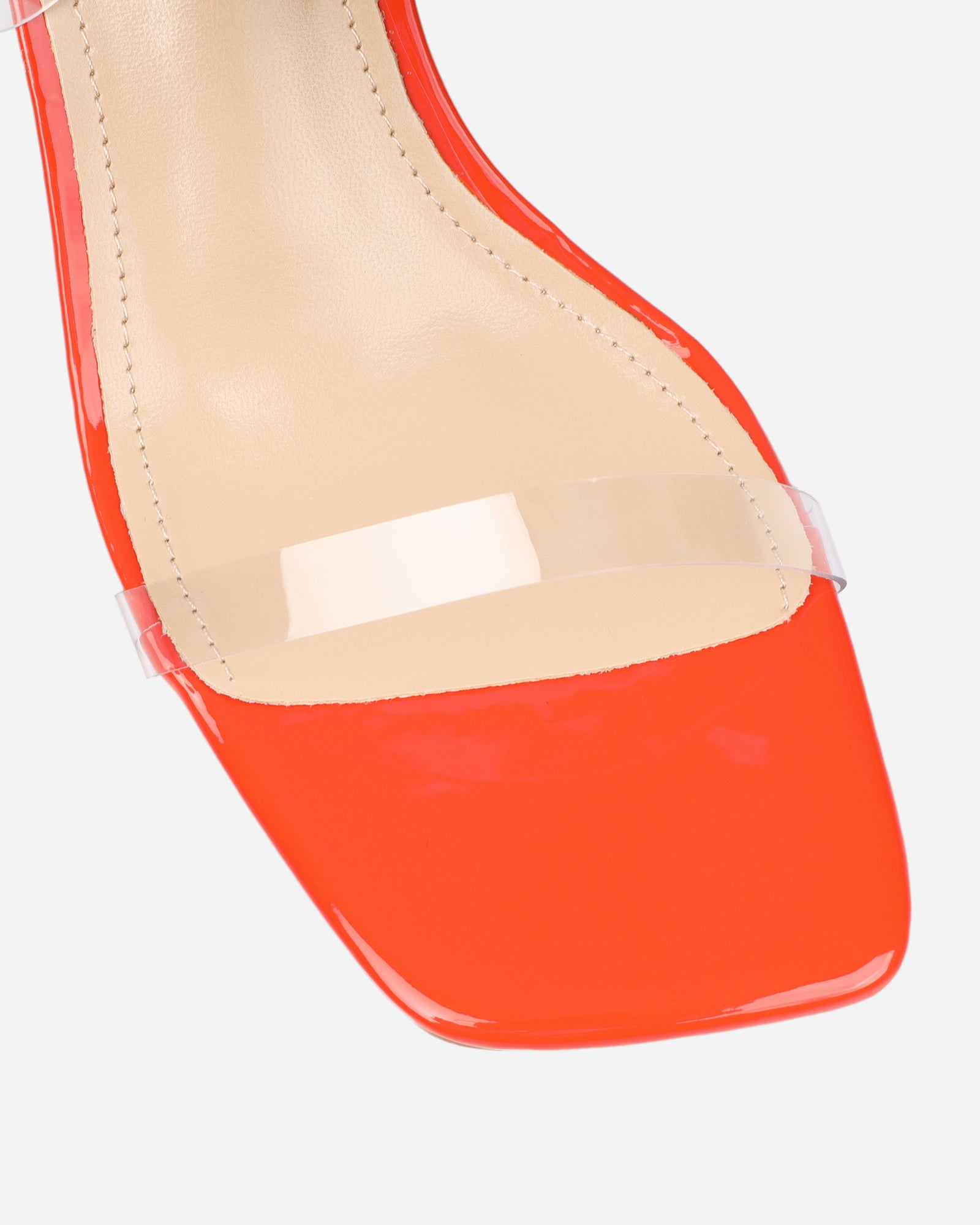 Thames Clear Orange Patent Espadrille Block Heeled Sandals | SIMMI London