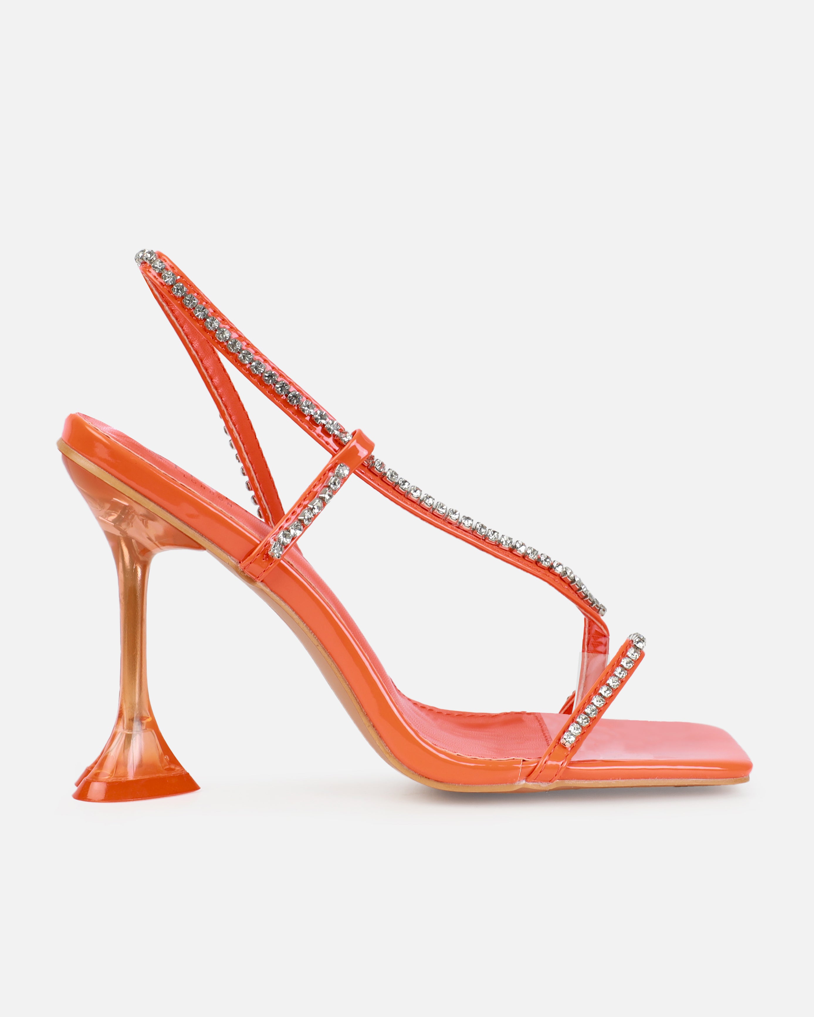 Tiamo Orange Diamante Toe Thong Heart Heels | SIMMI London