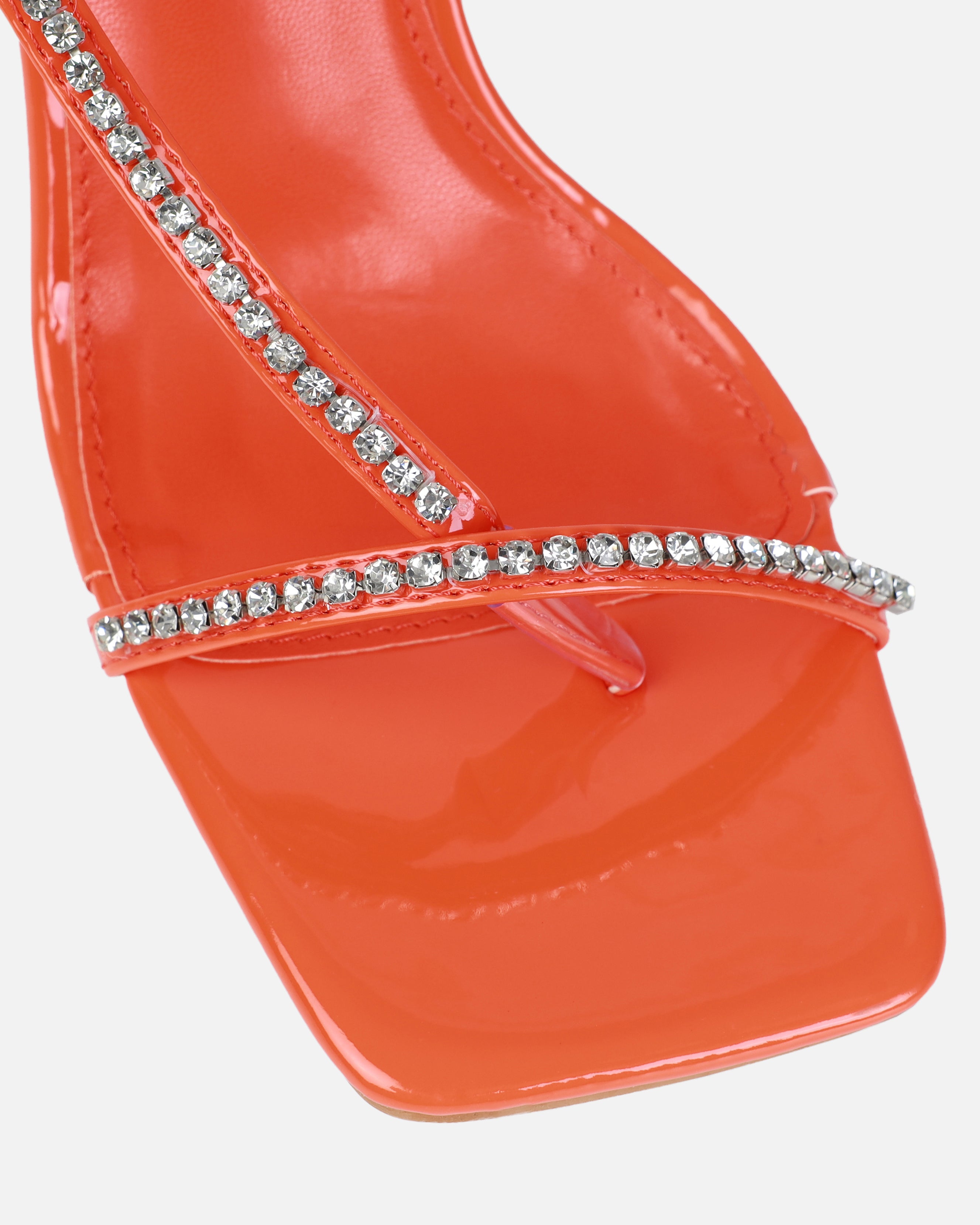 Tiamo Orange Diamante Toe Thong Heart Heels | SIMMI London