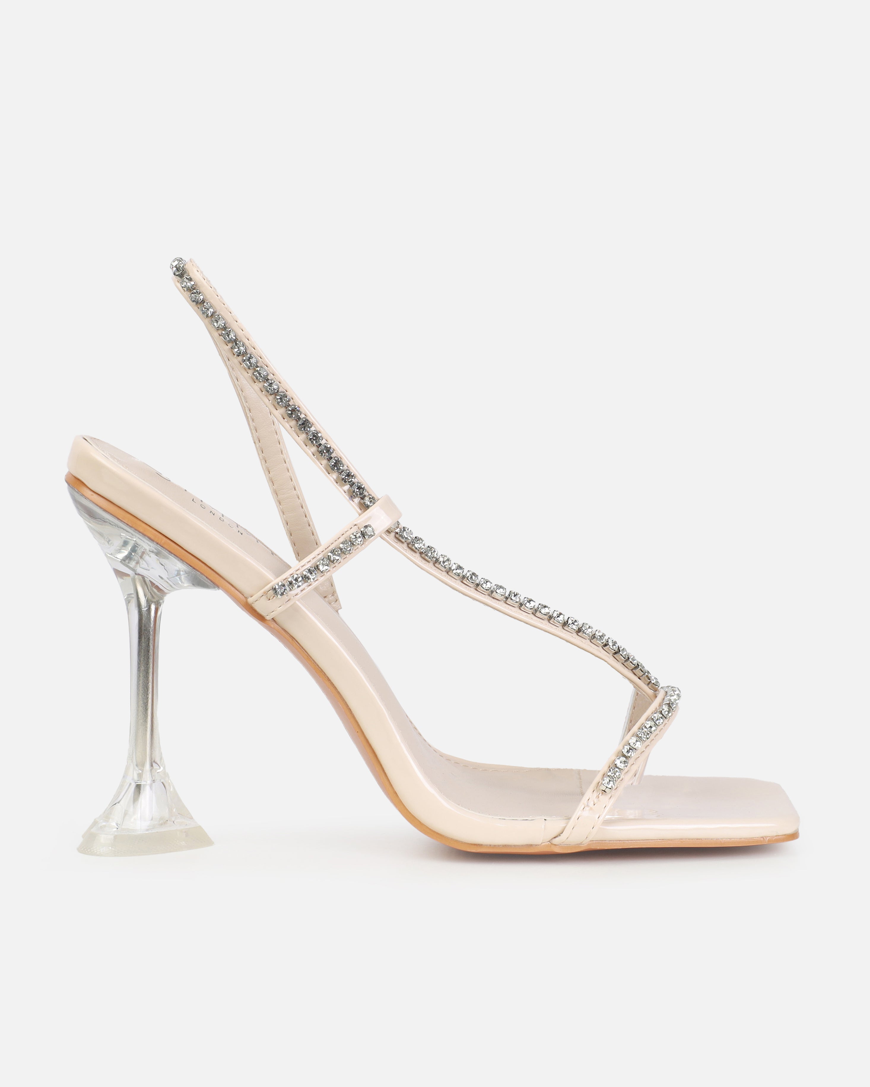 Tiamo Stone Diamante Toe Thong Heart Heels | SIMMI London