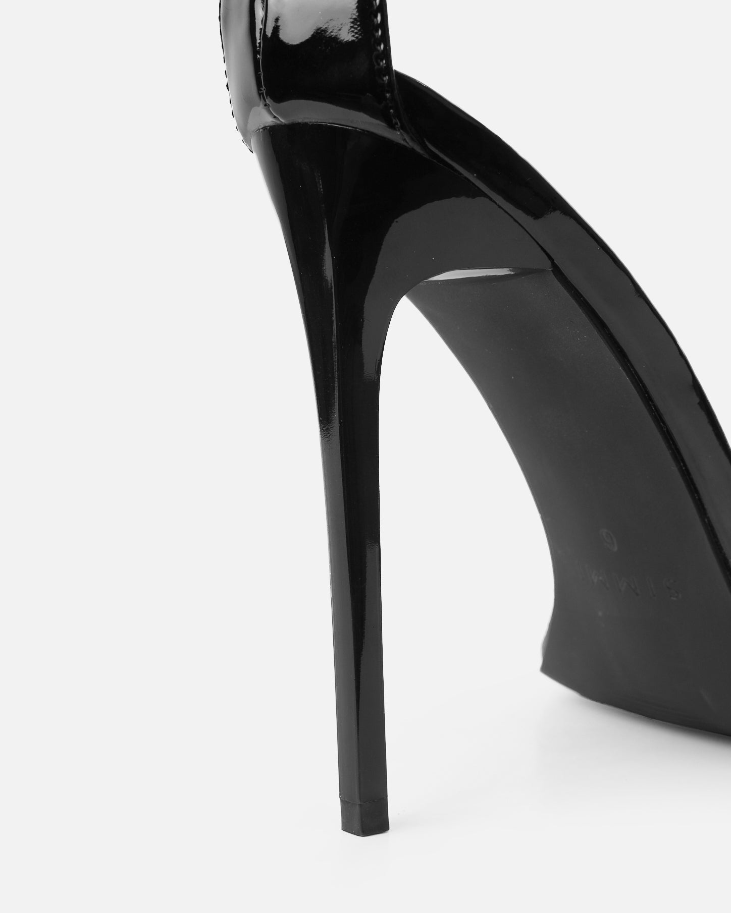 Echo Black Patent Diamante Chain Heels  | SIMMI London