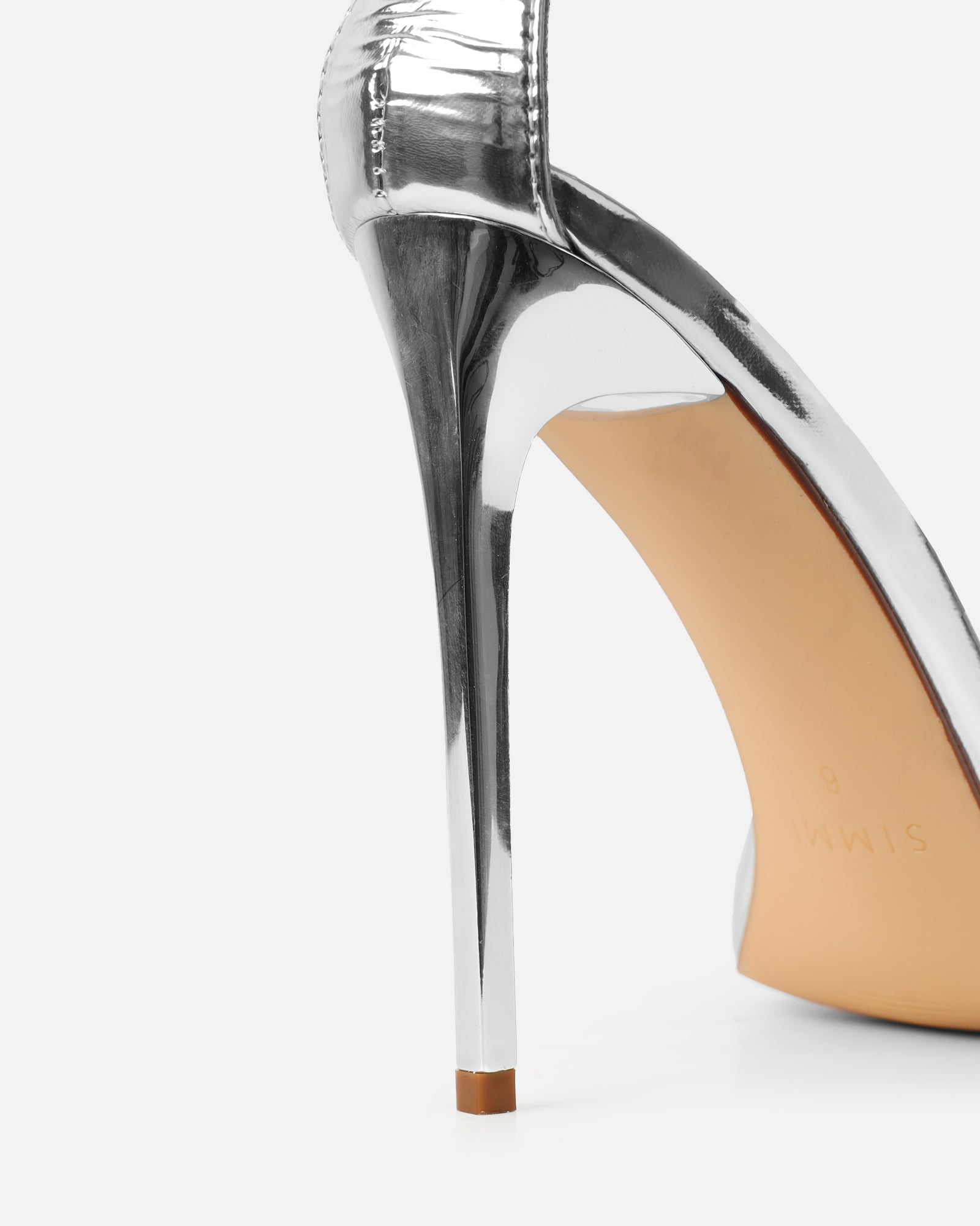 Echo Silver Mirror Diamante Chain Heels | SIMMI London