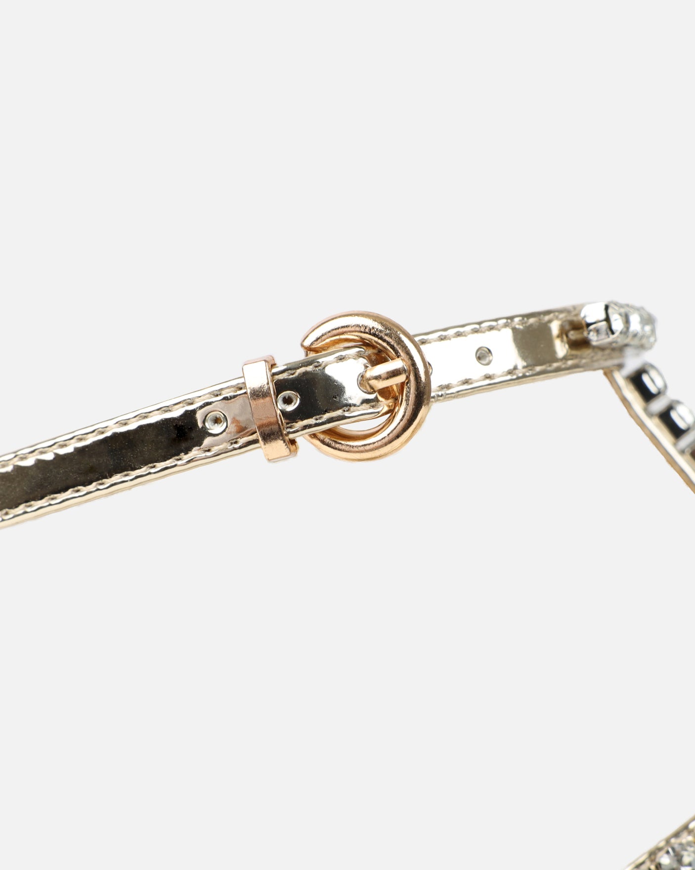 Trinitay Gold Mirror Flat Diamante Sandals | SIMMI London