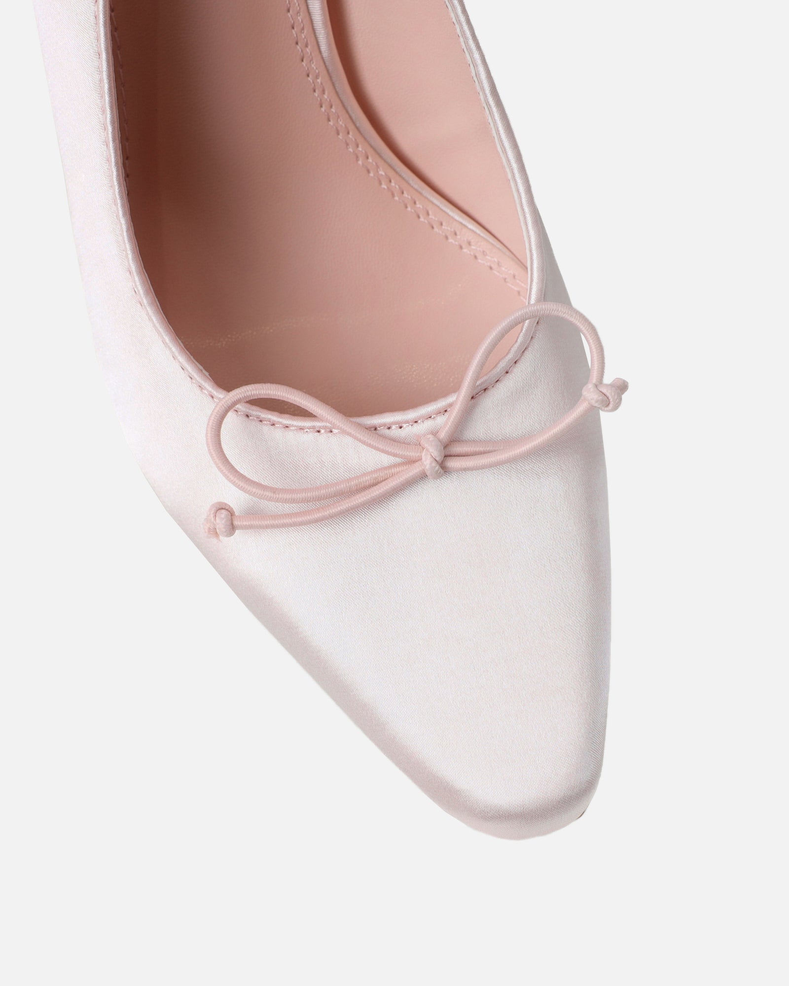 Trinnie Baby Pink Satin Lace Up Ballet Mid Heels | SIMMI London