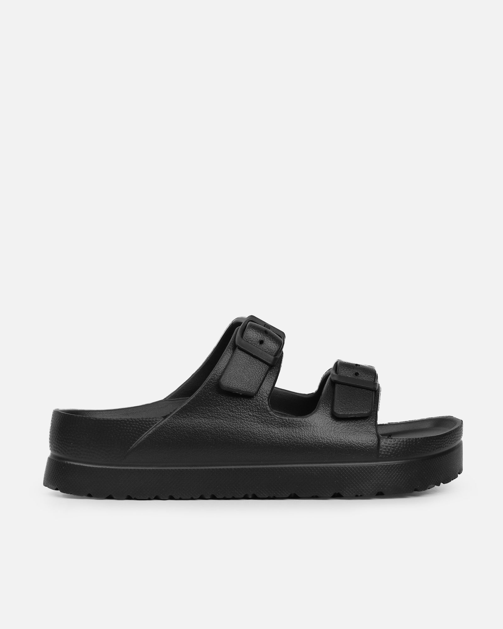 Tropix Black Double Strap Slide Sandals | SIMMI London