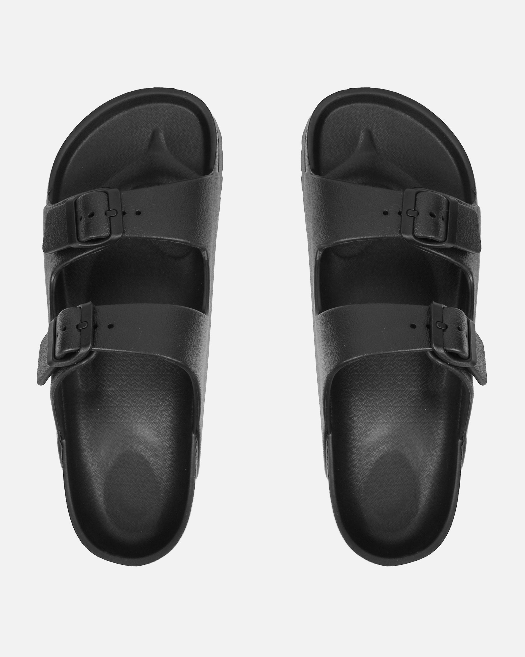 Tropix Black Double Strap Slide Sandals | SIMMI London