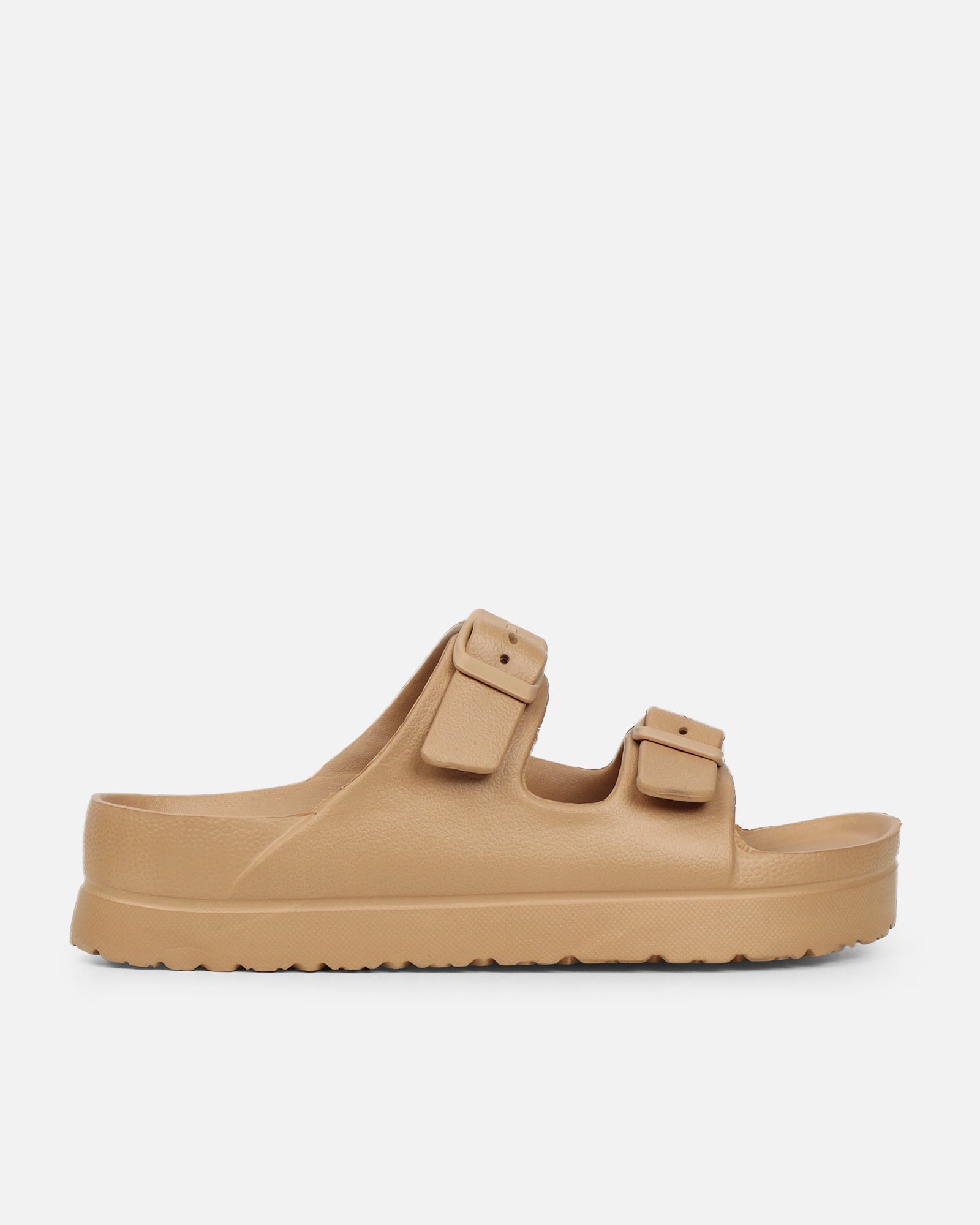 Tropix Mocha Double Strap Slide Sandals | SIMMI London