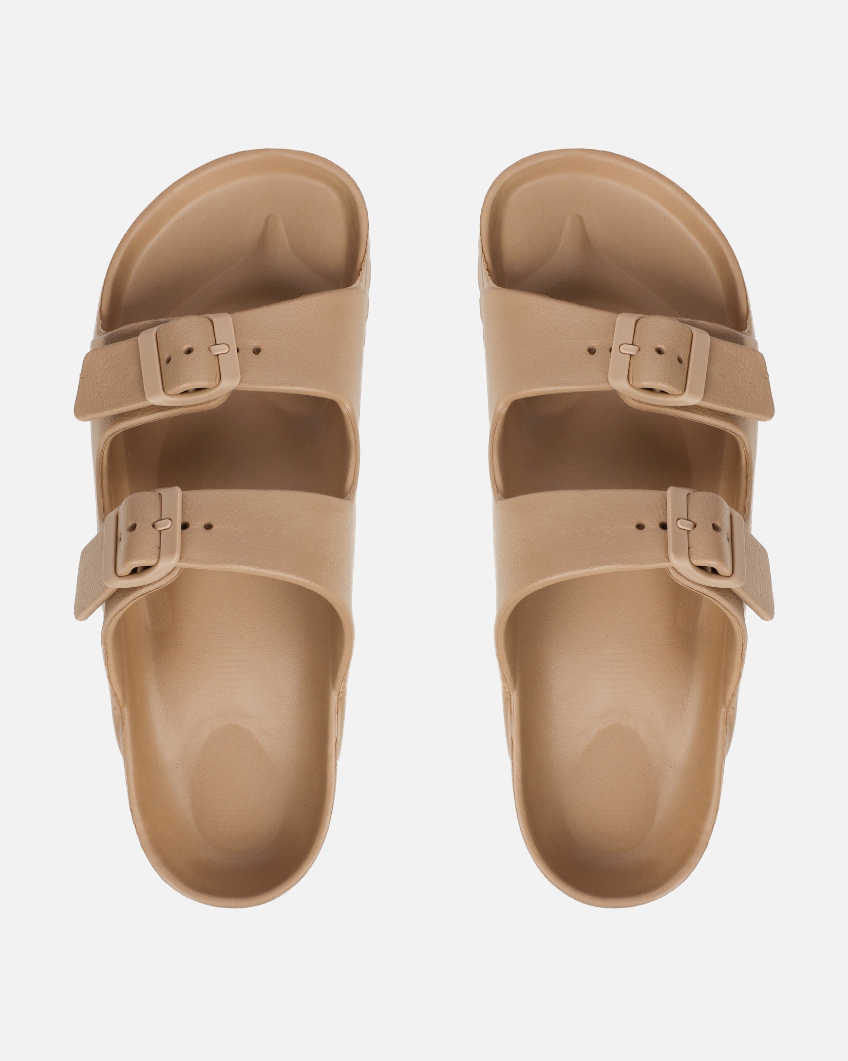 Tropix Mocha Double Strap Slide Sandals | SIMMI London