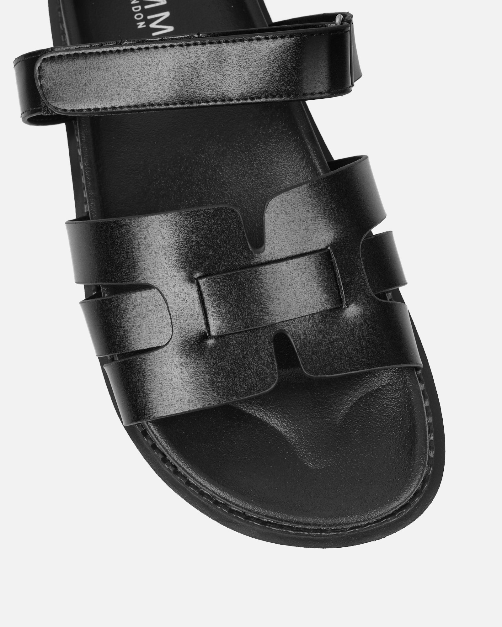 Adelle Black Chunky Strap Footbed Slides