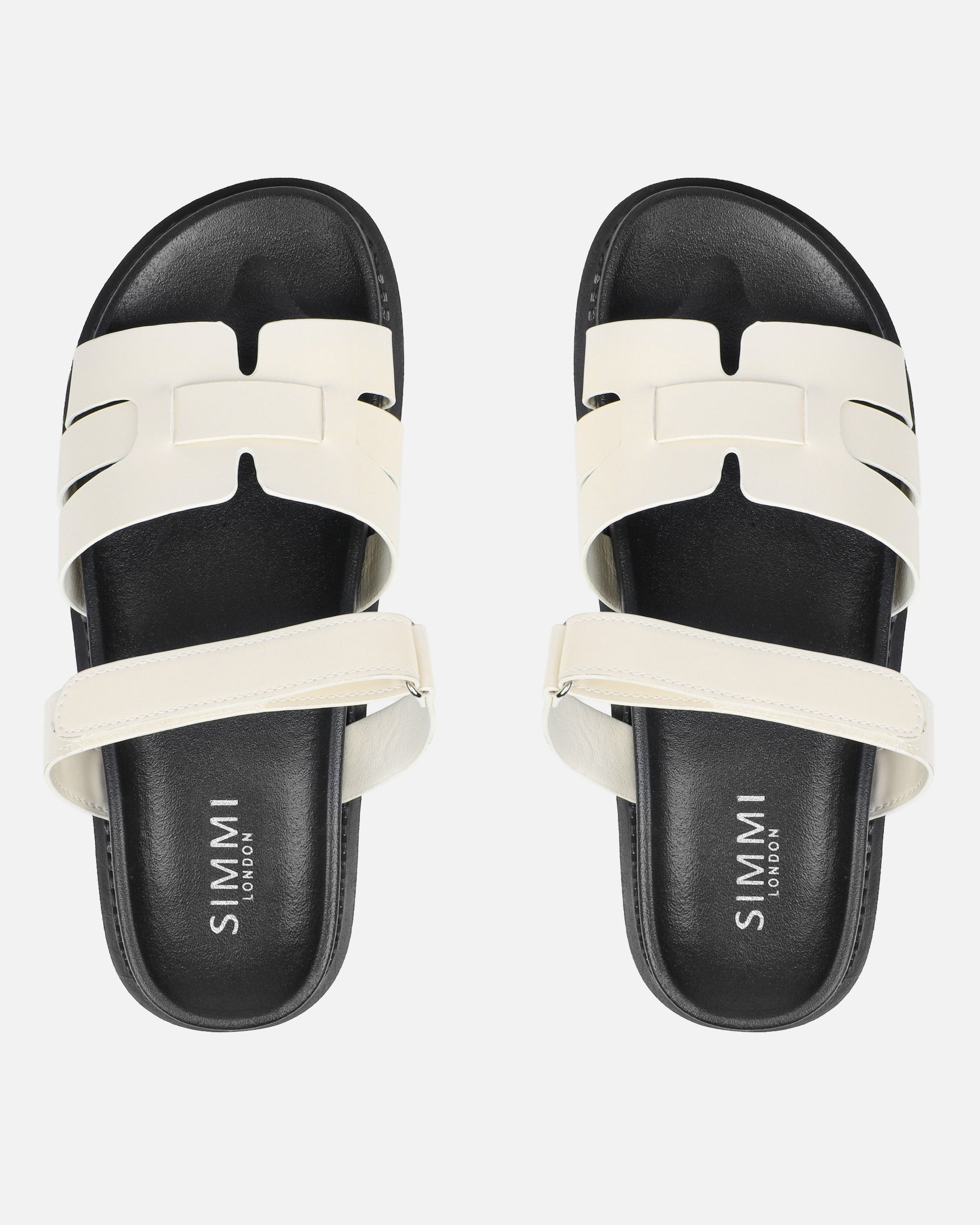Adelle ecru box chunky footbed slides | SIMMI London