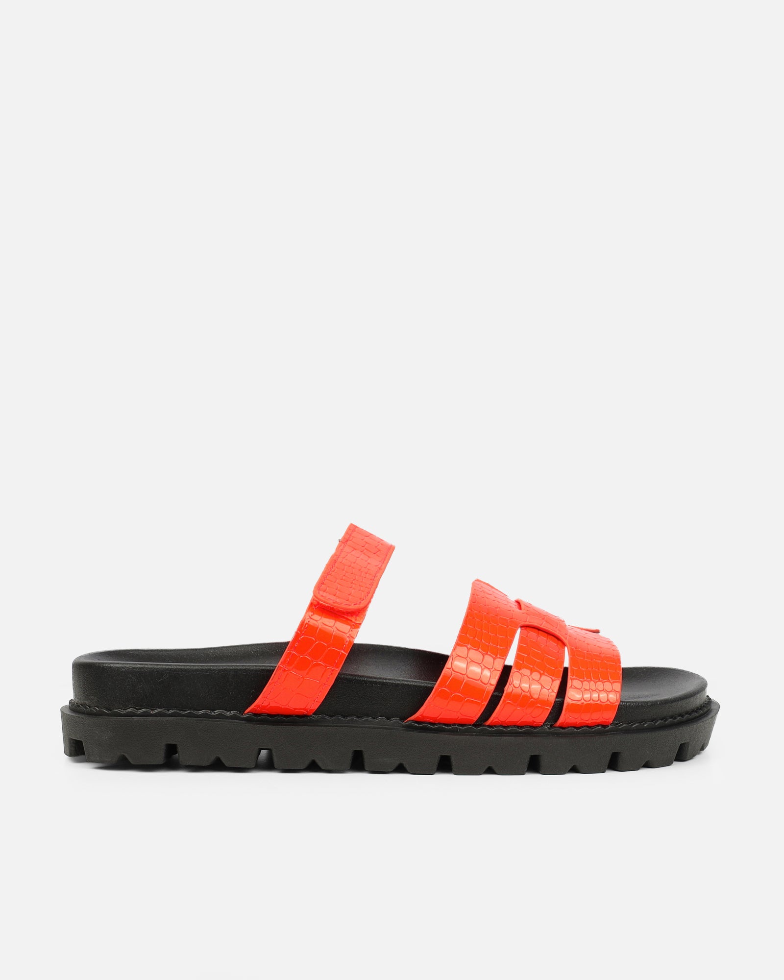 Adelle orange croc chunky footbed slides | SIMMI London