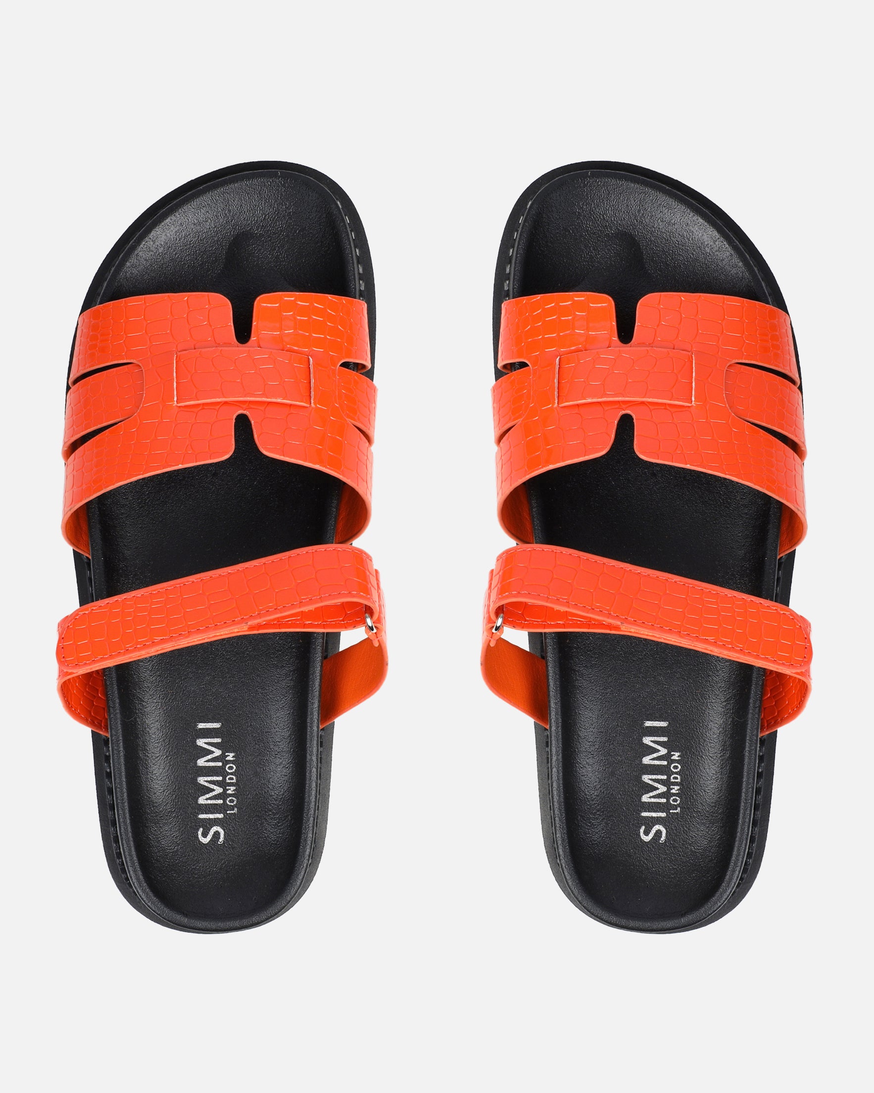 Adelle orange croc chunky footbed slides | SIMMI London