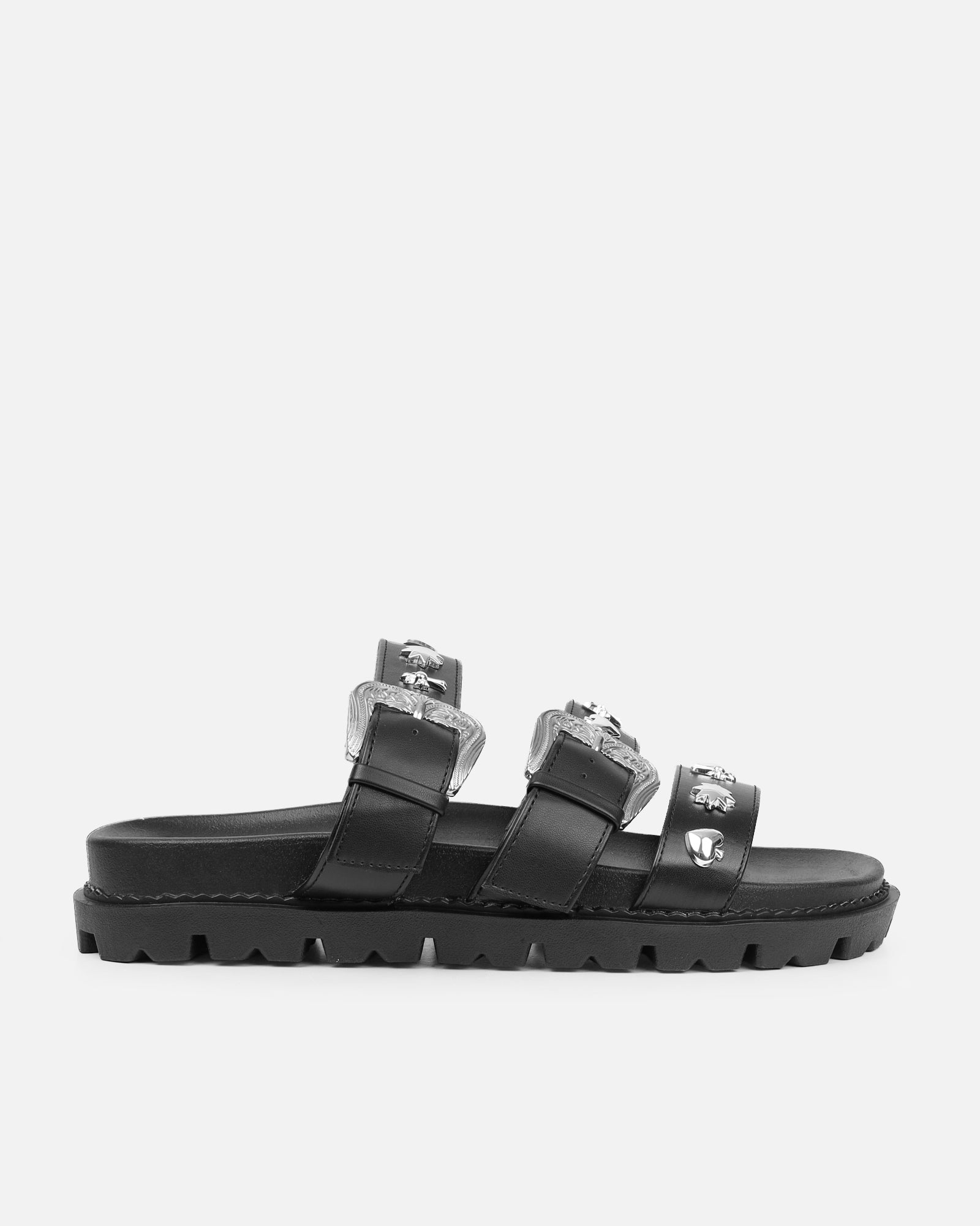 Edda black western chunky slide sandals | SIMMI London