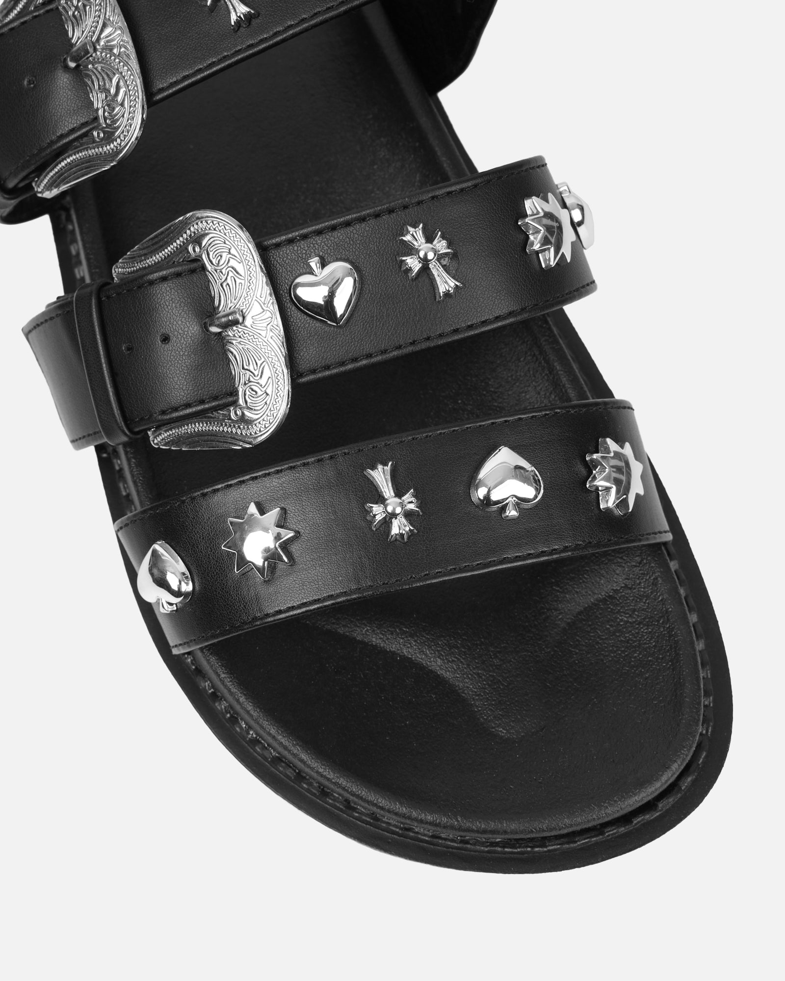 Edda black western chunky slide sandals | SIMMI London