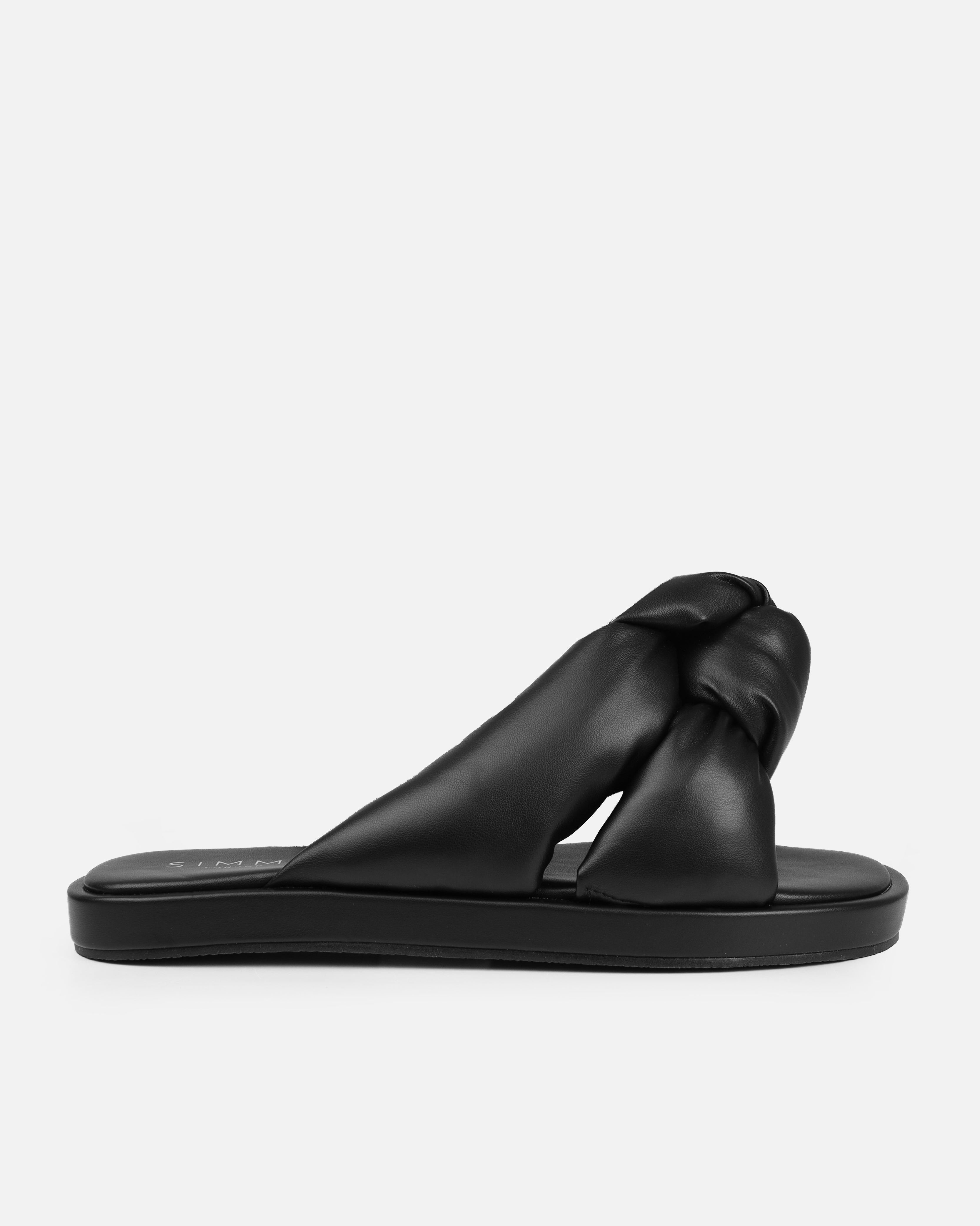 Vetta Black Padded Knot Flat Slides | SIMMI London