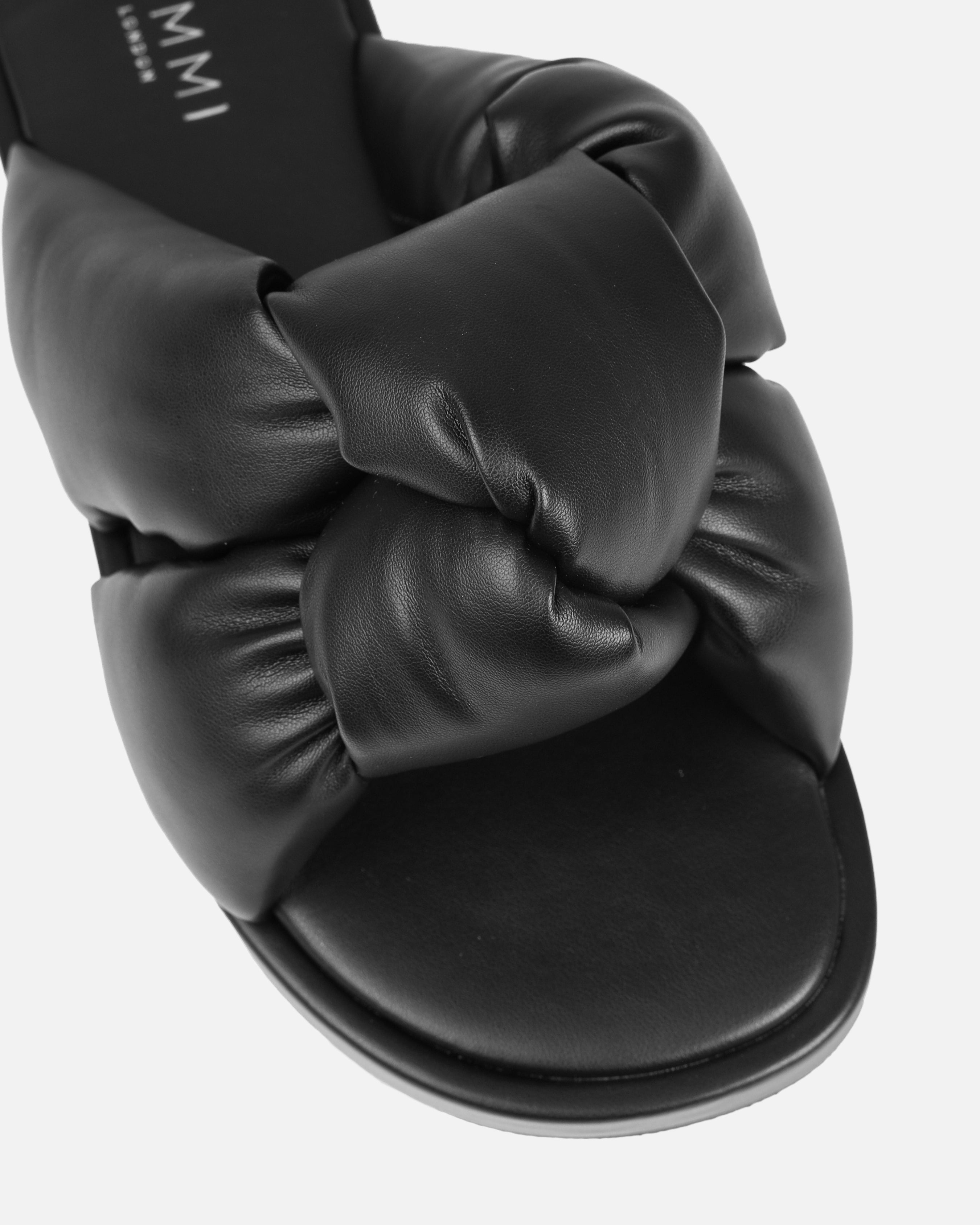 Vetta Black Padded Knot Flat Slides | SIMMI London