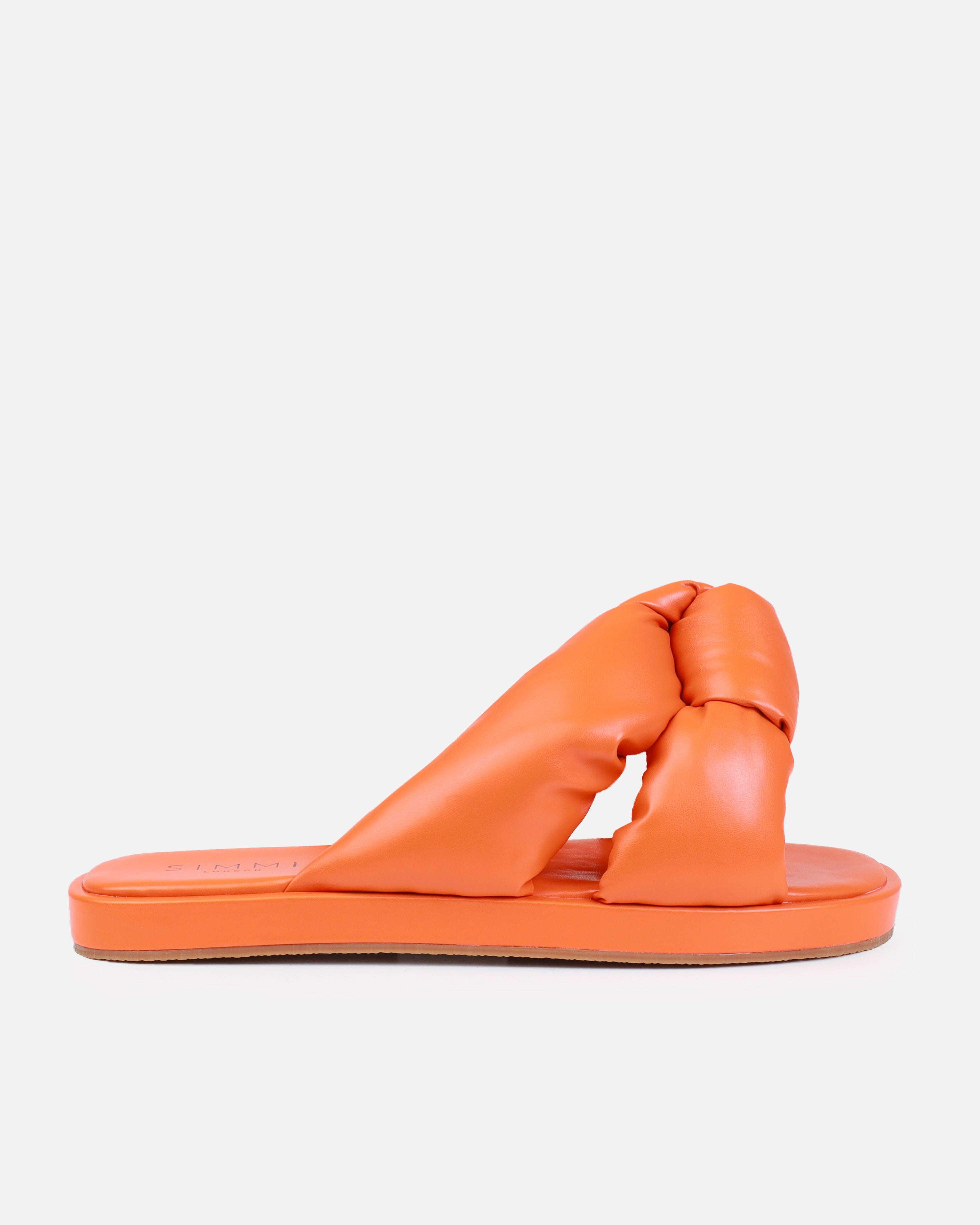 Vetta Orange Padded Knot Flat Slides | SIMMI London