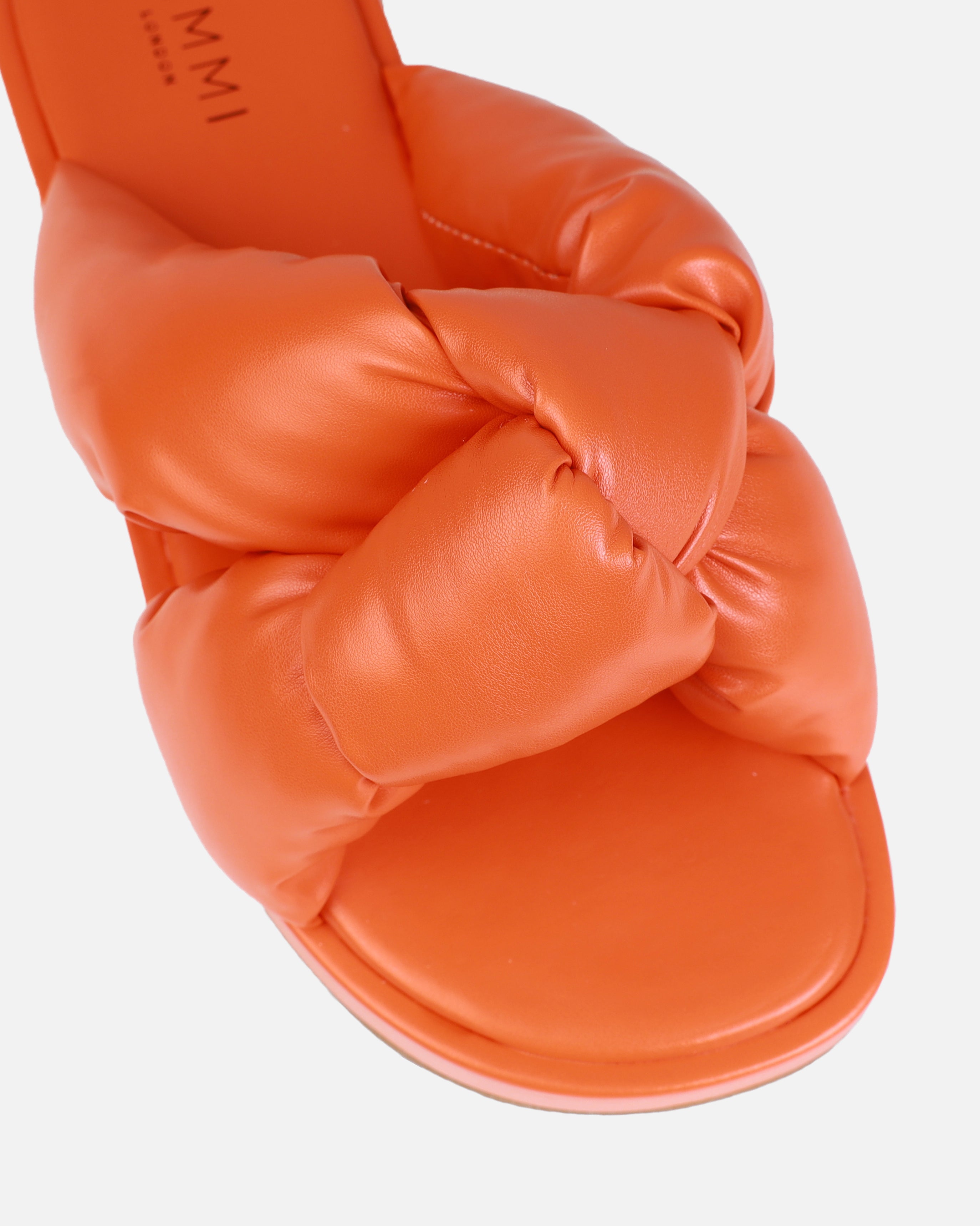 Vetta Orange Padded Knot Flat Slides | SIMMI London