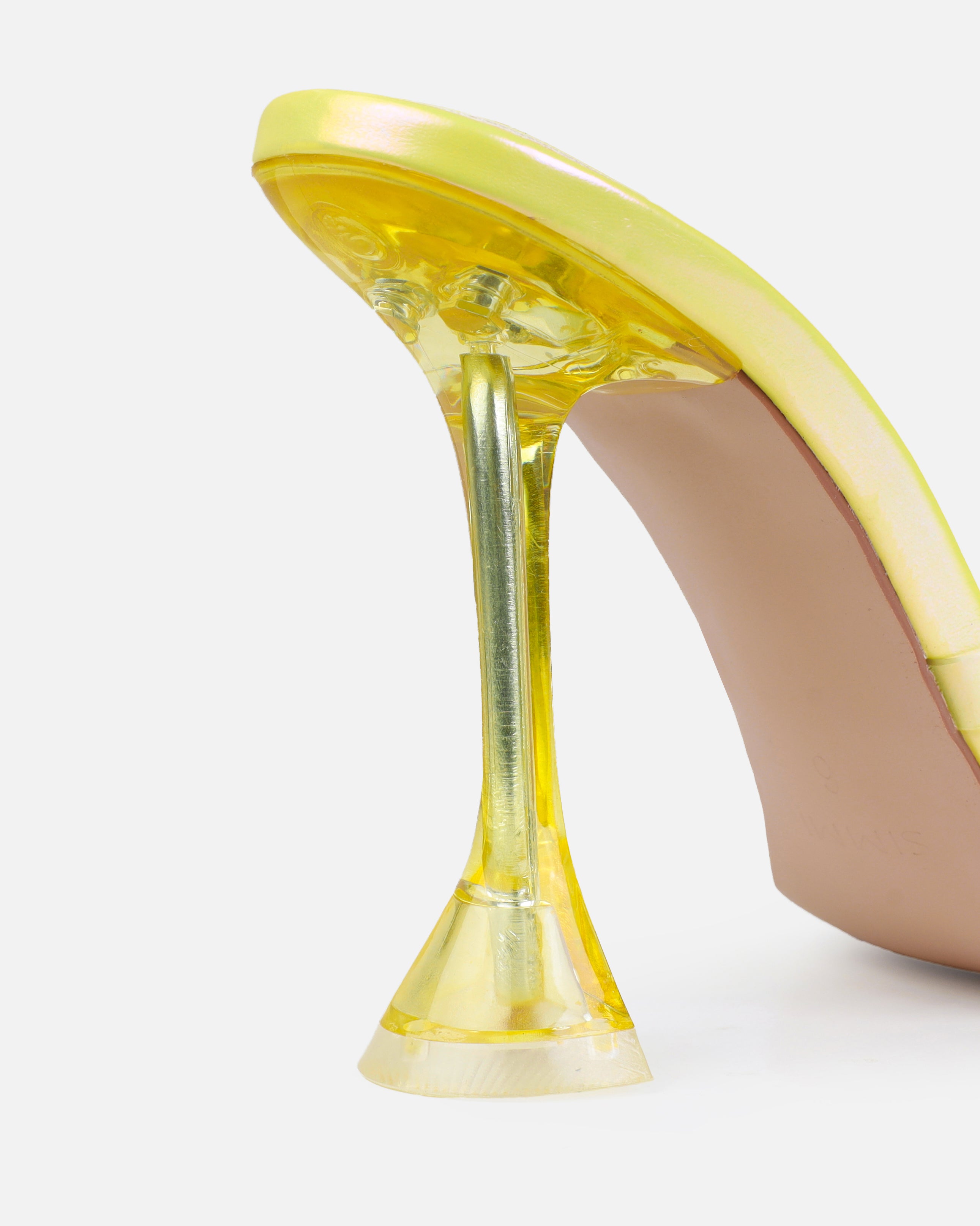 Tasha Ghouri Vietta Yellow Clear Flower Gems Flared Mules | SIMMI London