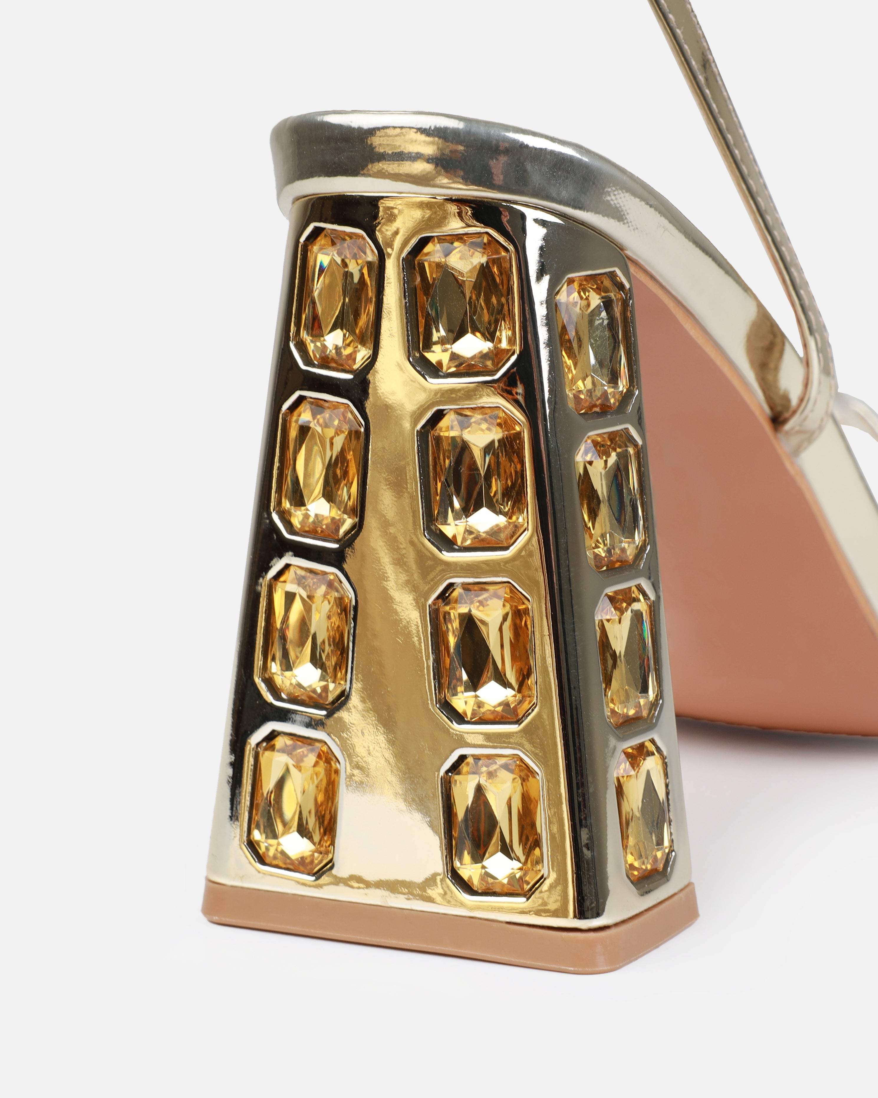 Violet Gold Patent Gem Block Heels | SIMMI London