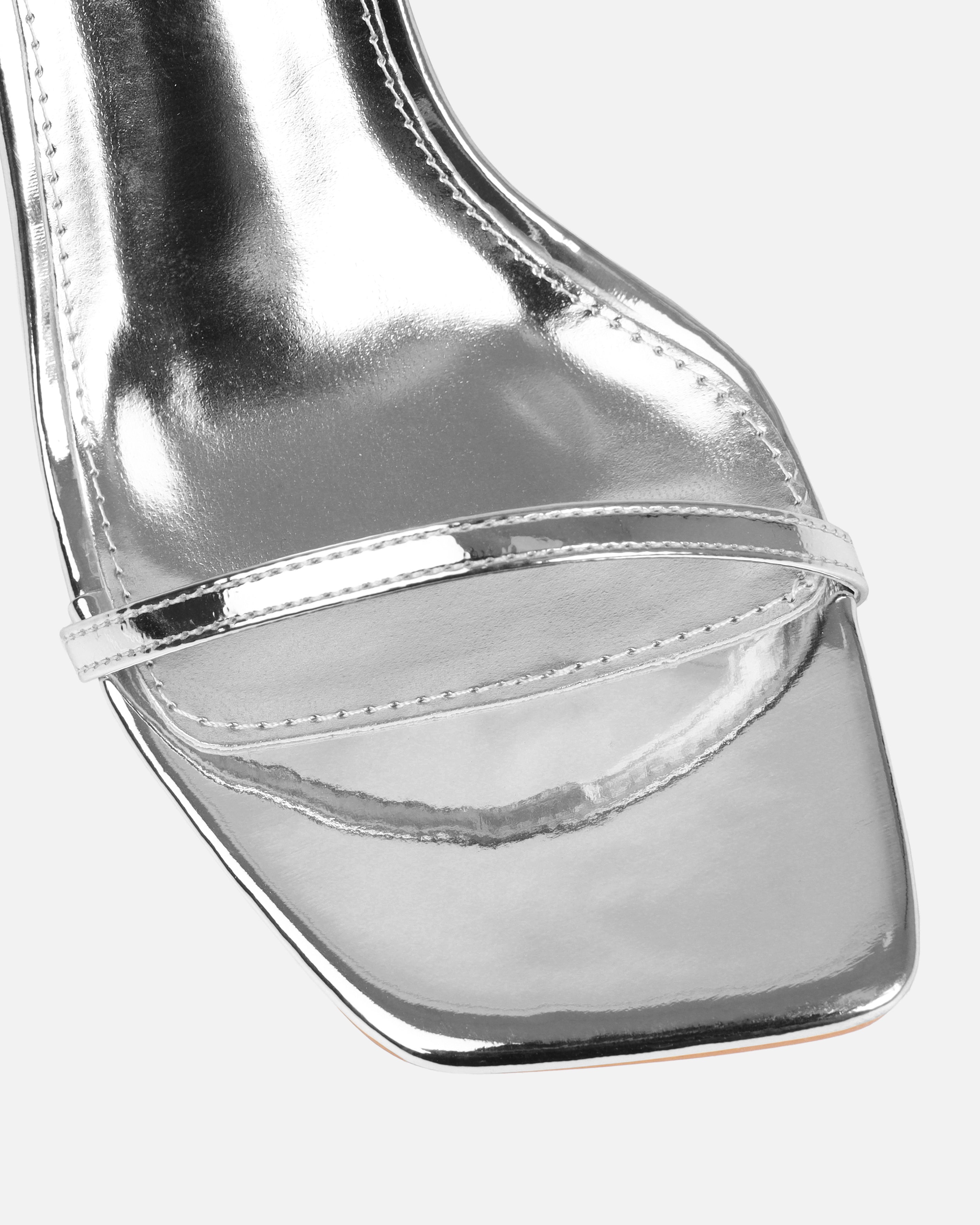 Violet Silver Patent Gem Block Heels | SIMMI London