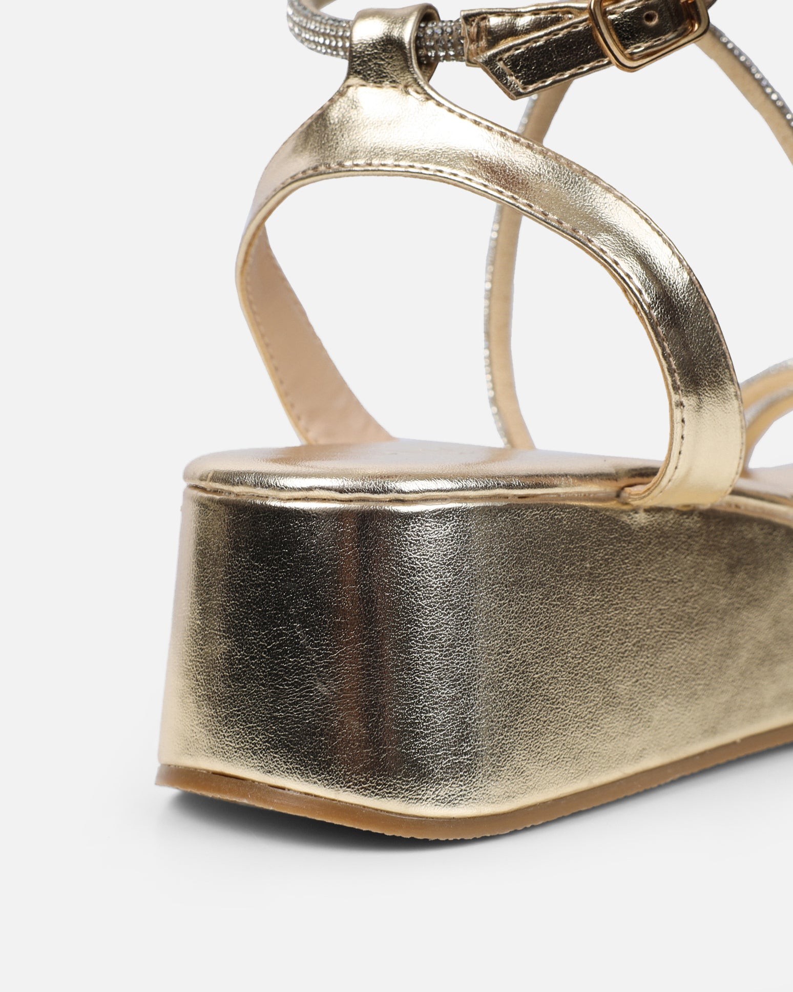 Vivii Gold Metallic Diamante Flatform Sandals | SIMMI London