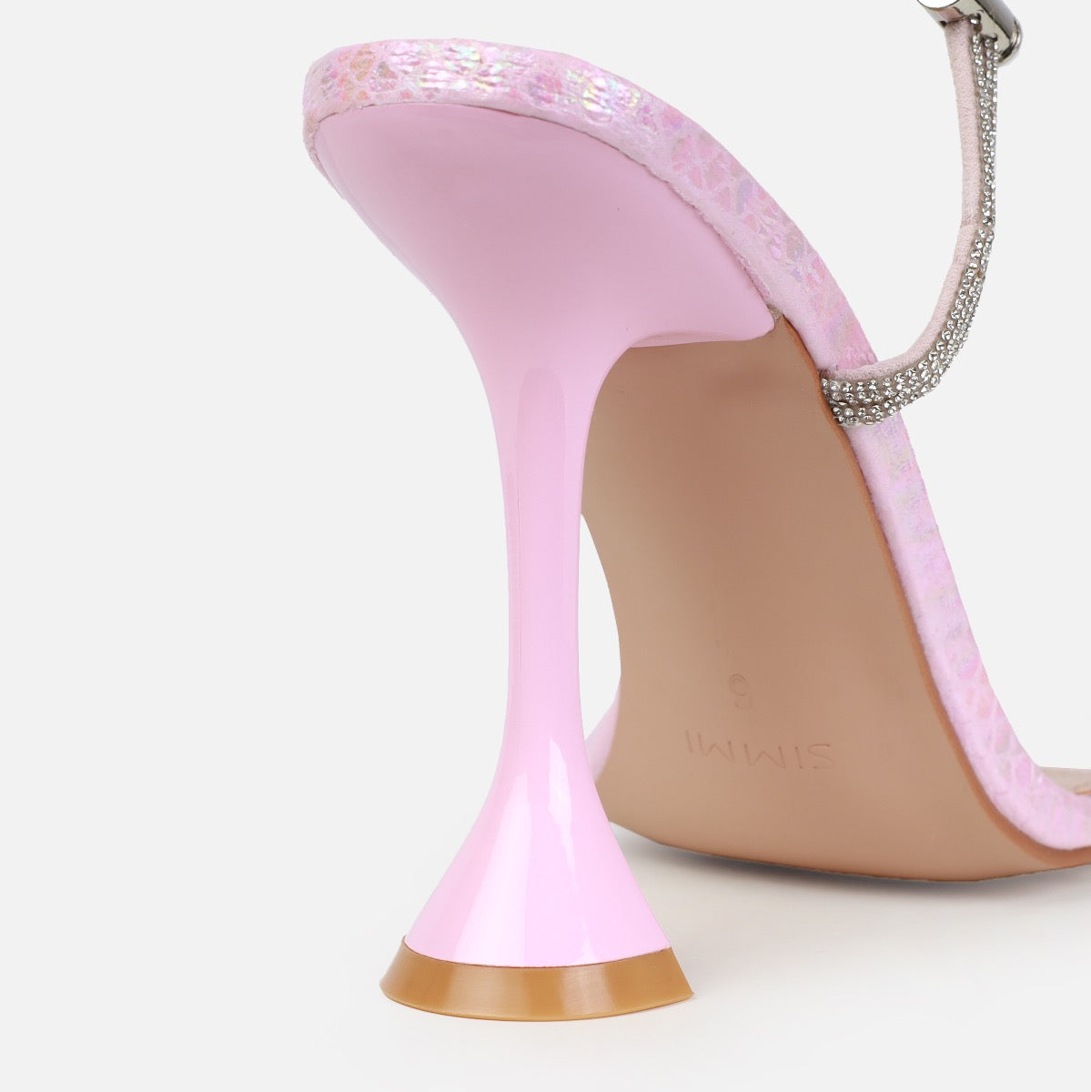 Asmara Wide Fit Pink Faux Snake Print Diamante Toggle Heels | SIMMI London
