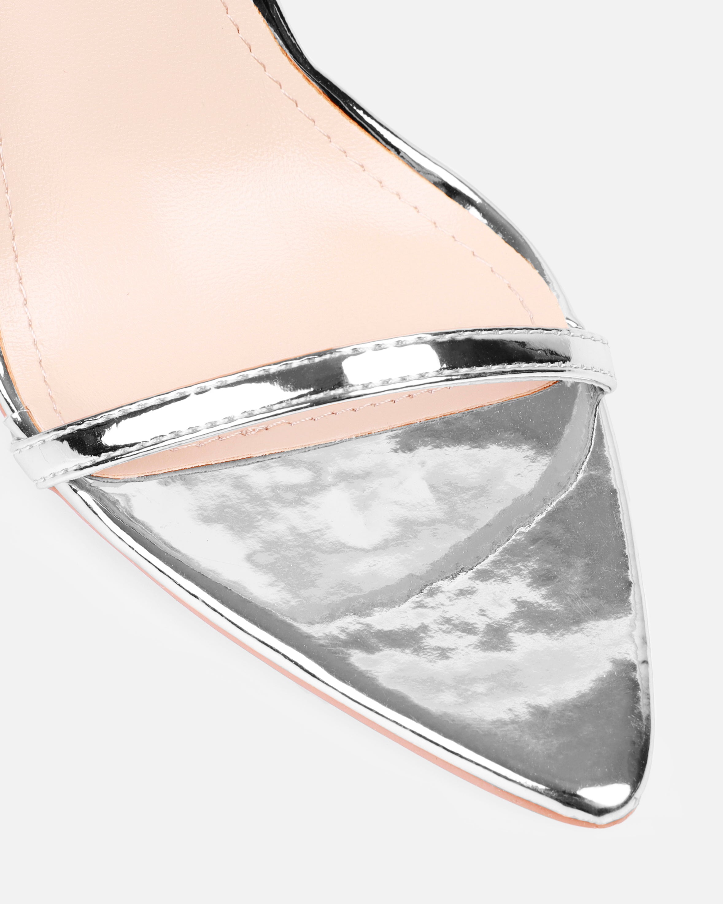 Icey Wide Fit Silver Diamante Block Heels | SIMMI London