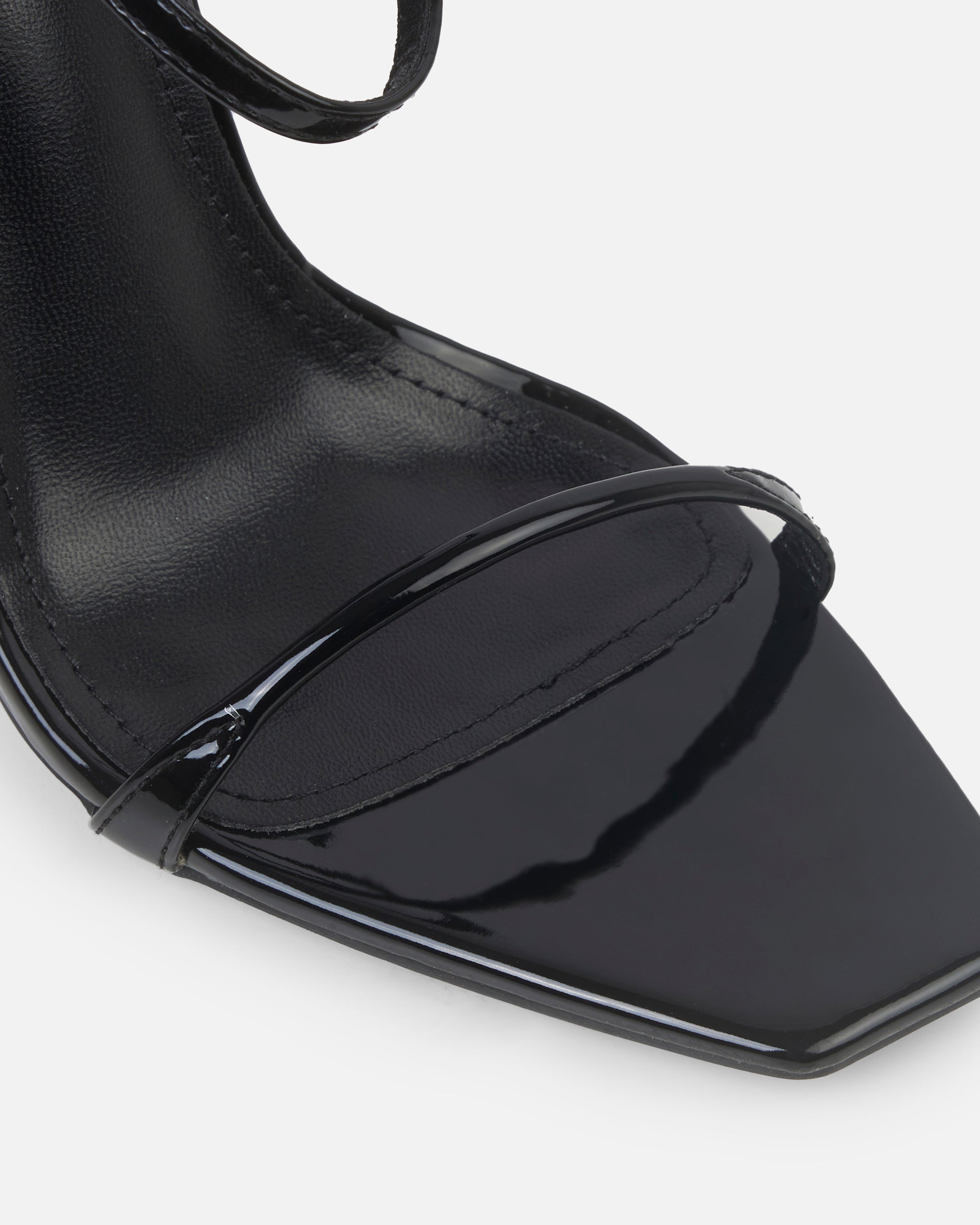 Nolan Wide Fit Black Strappy Square Toe Stiletto Heels | SIMMI London