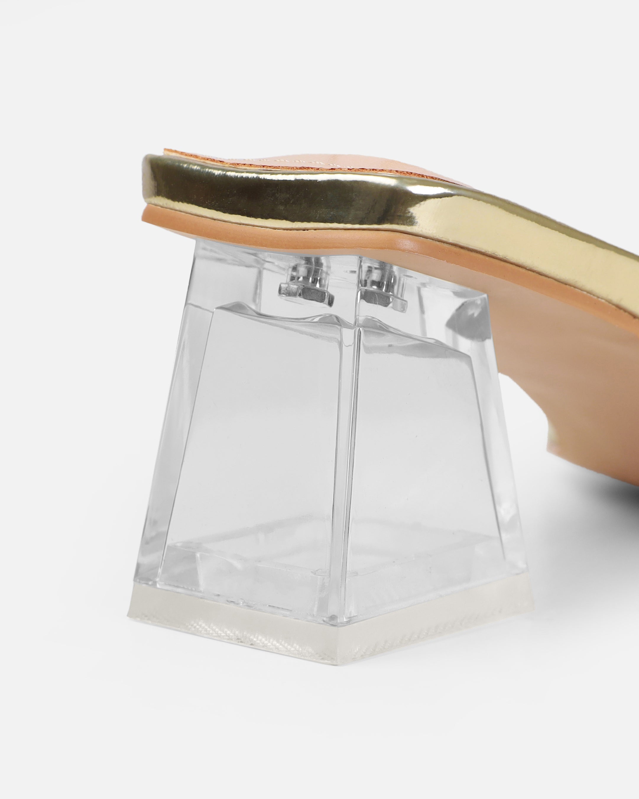 Priscilla Wide Fit Gold Clear Low Block Heels | SIMMI London