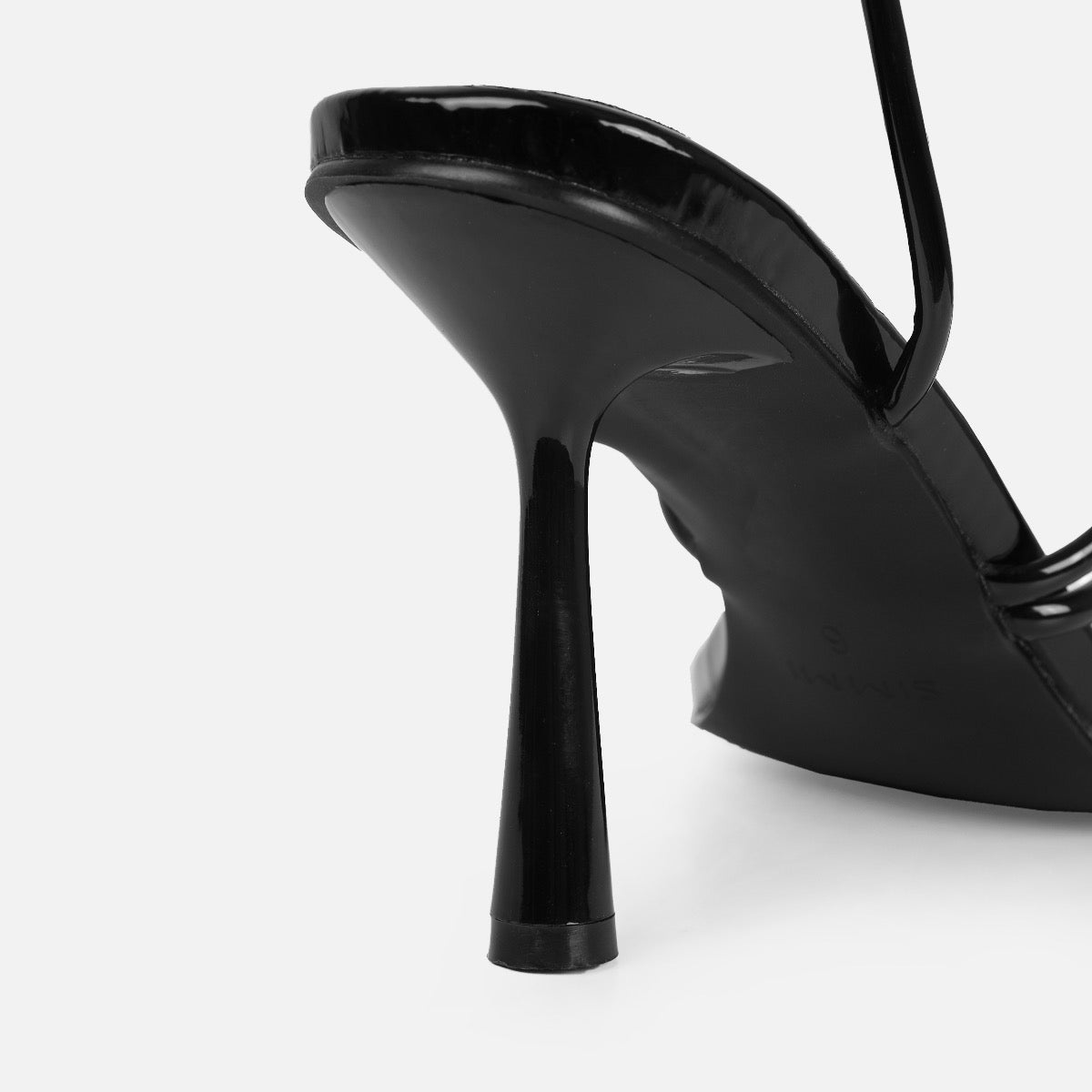 Safiyah Wide Fit Black Patent Strappy Heels | SIMMI London