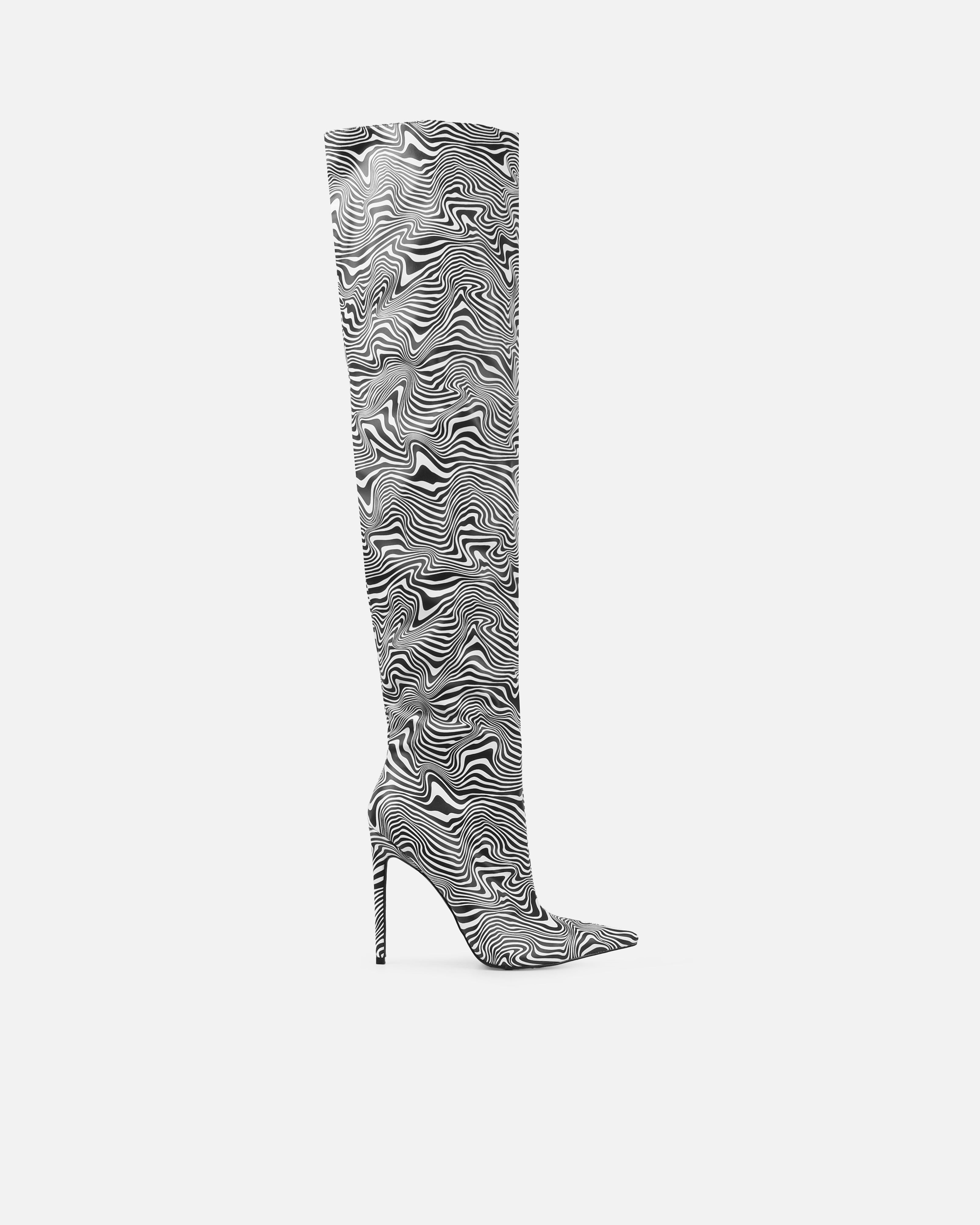 Mary Bedford Wild Monochrome Print Thigh High Boots | SIMMI London