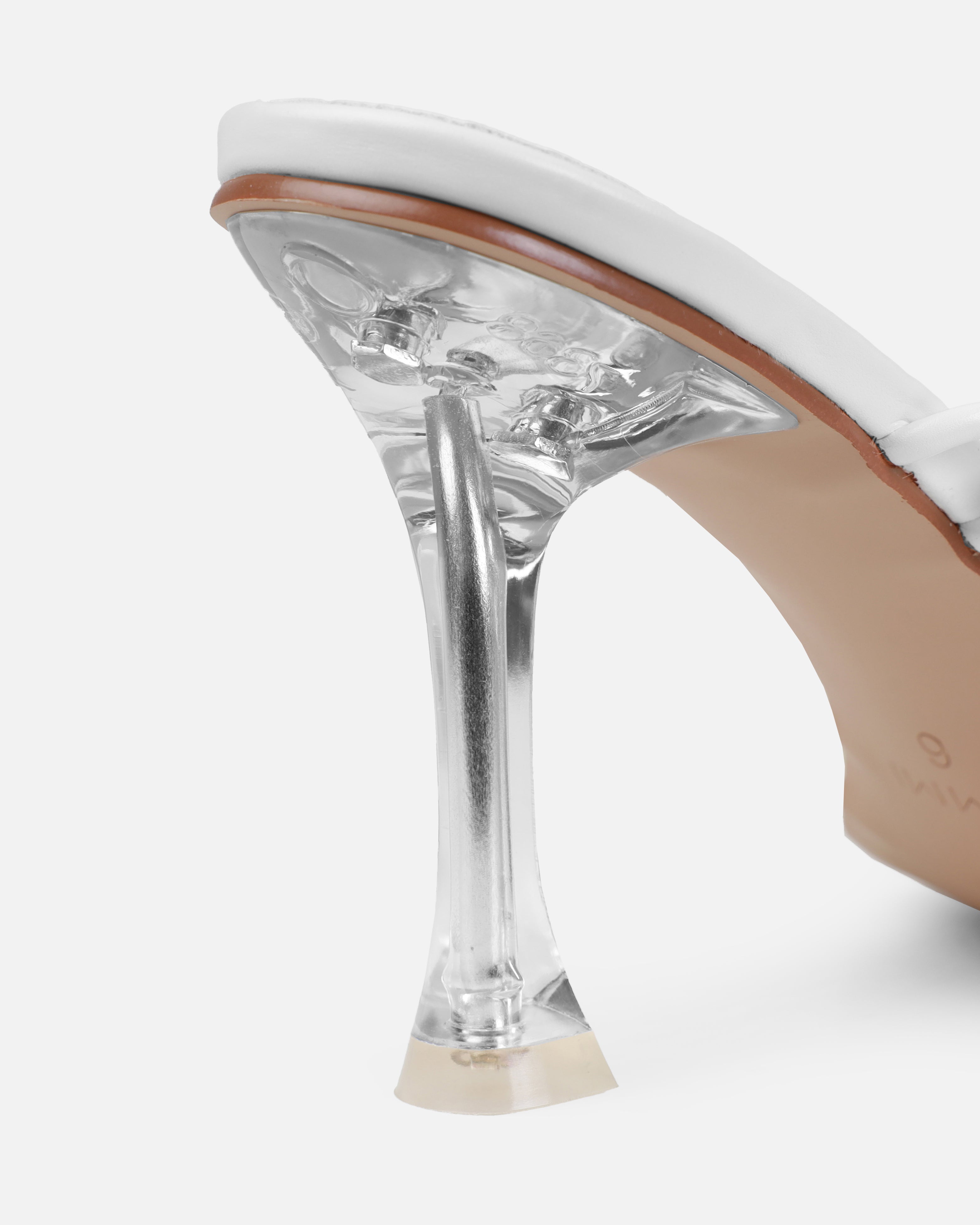 Willowe White Butterfly Toe Thong Lace Up Mid Heels | SIMMI London