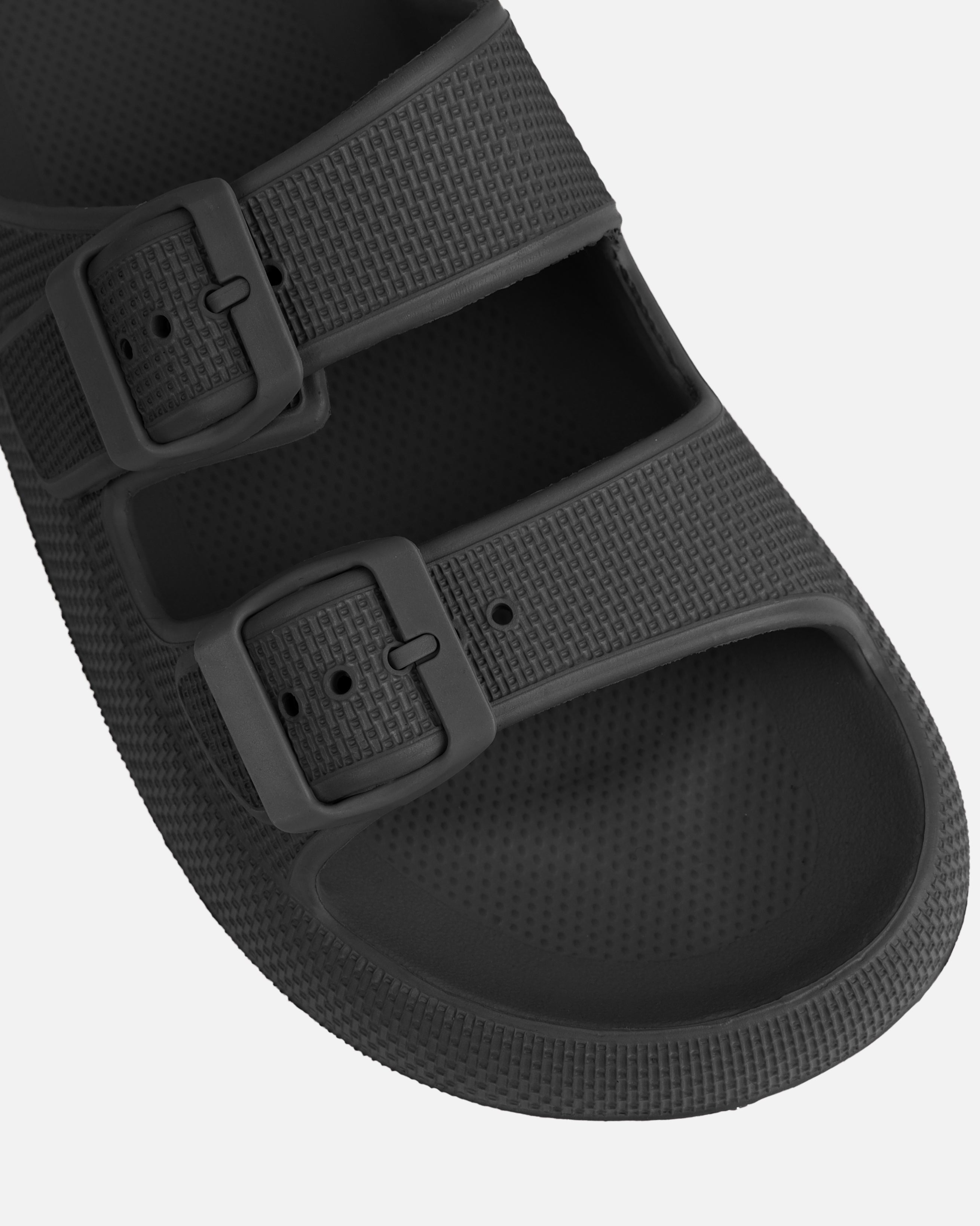 Wynna Black Double Buckle Flat Slides | SIMMI London