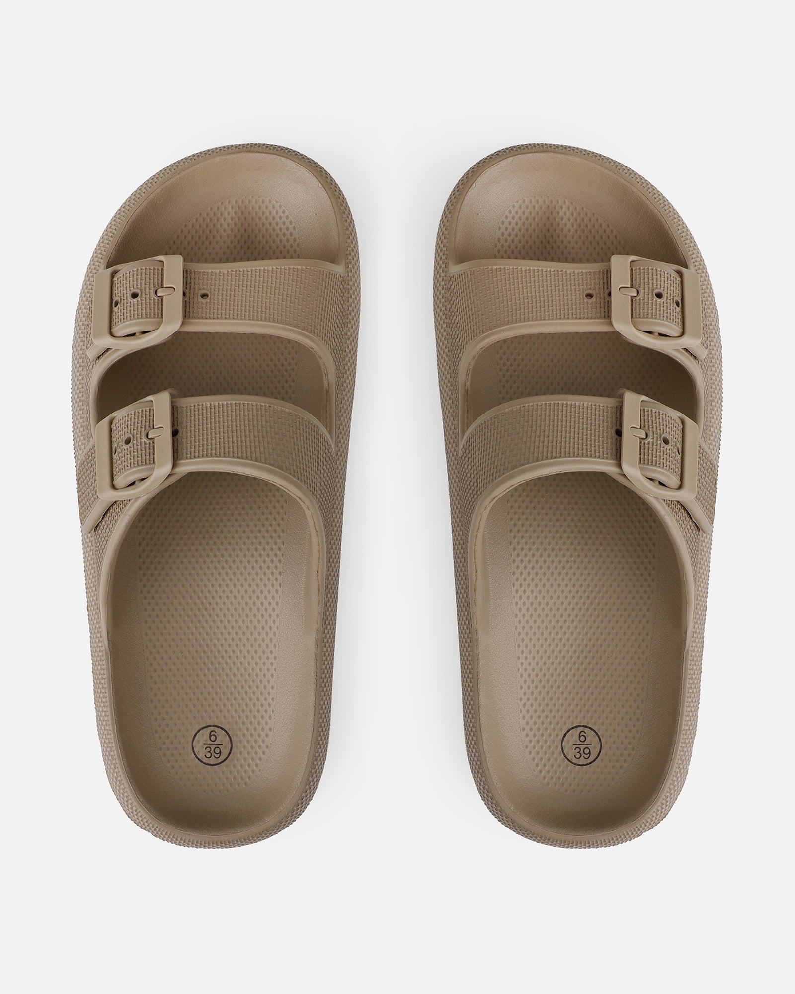 Wynna Mocha Double Buckle Flat Slides | SIMMI London