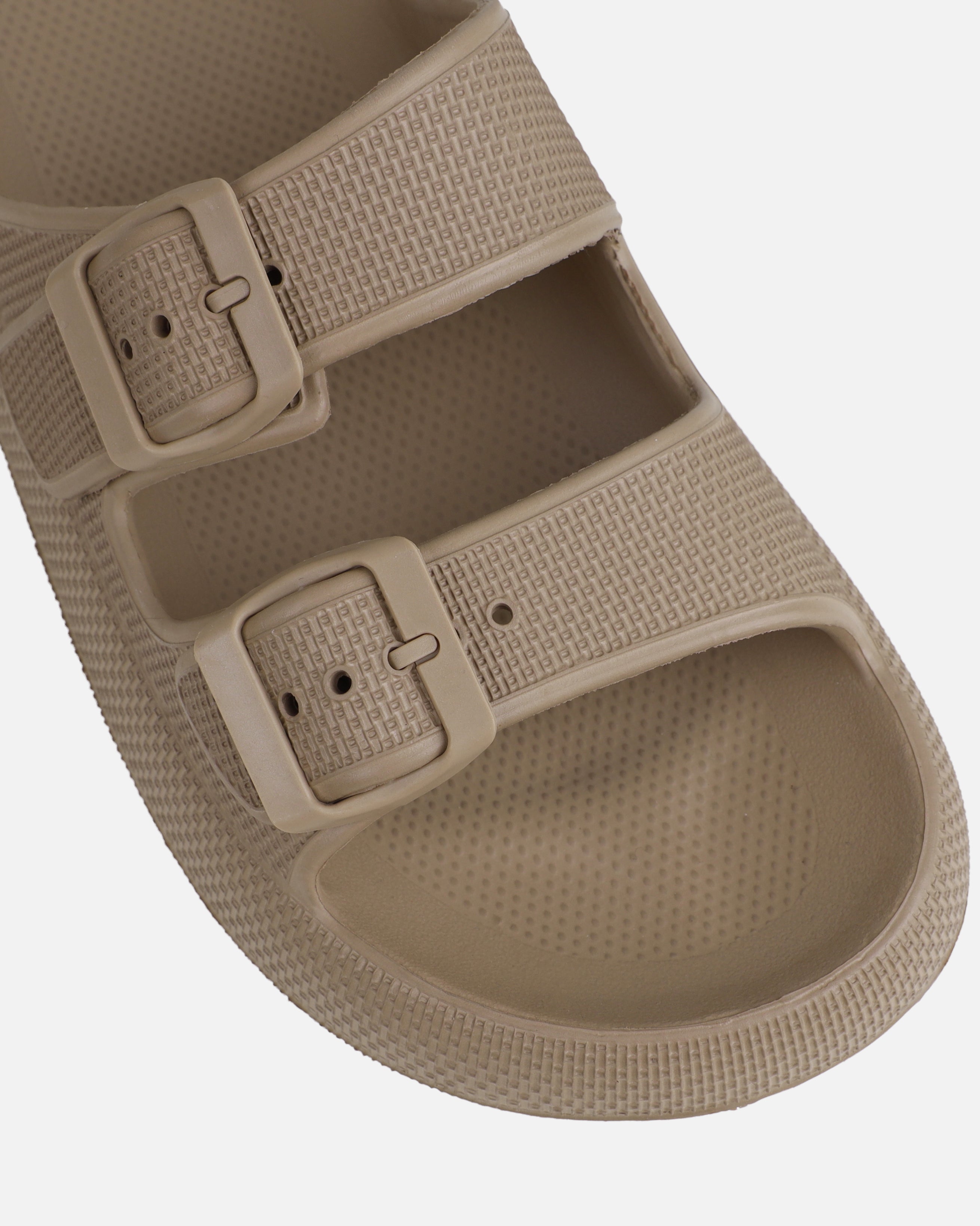 Wynna Mocha Double Buckle Flat Slides | SIMMI London