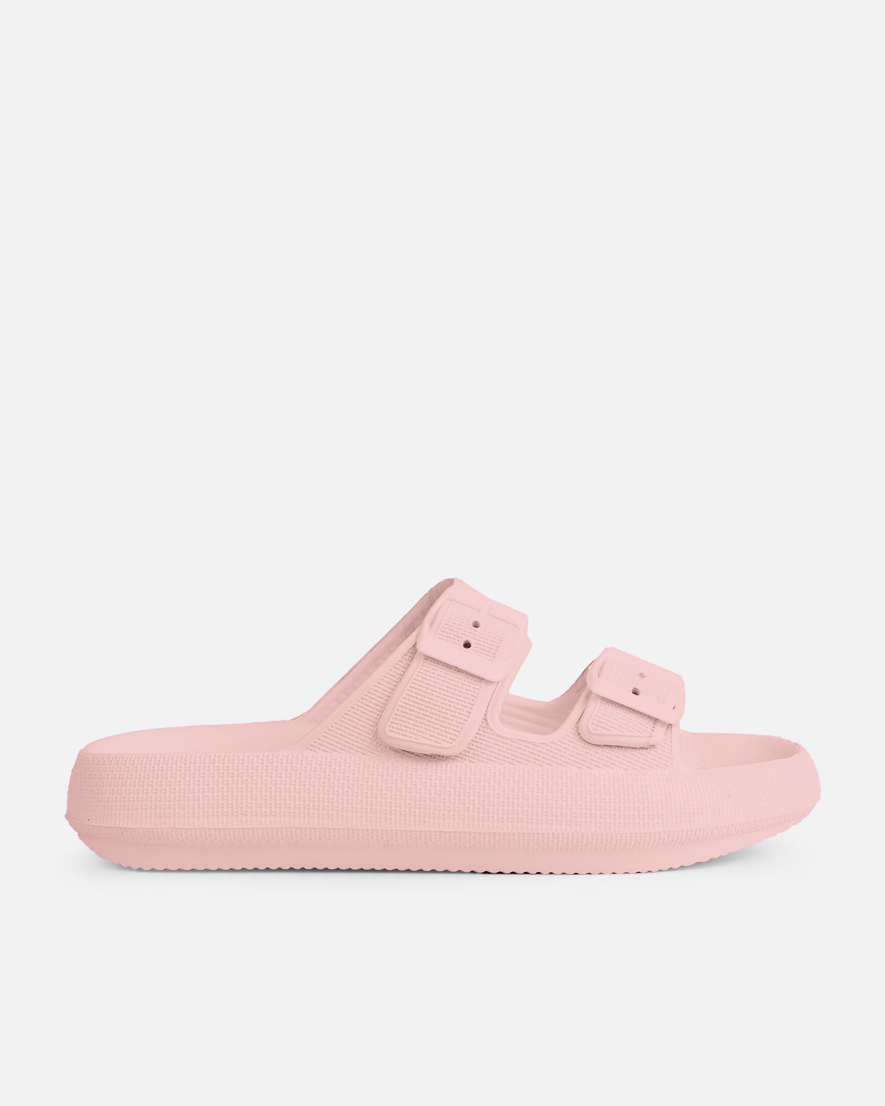 Wynna Pink Double Buckle Flat Slides | SIMMI London
