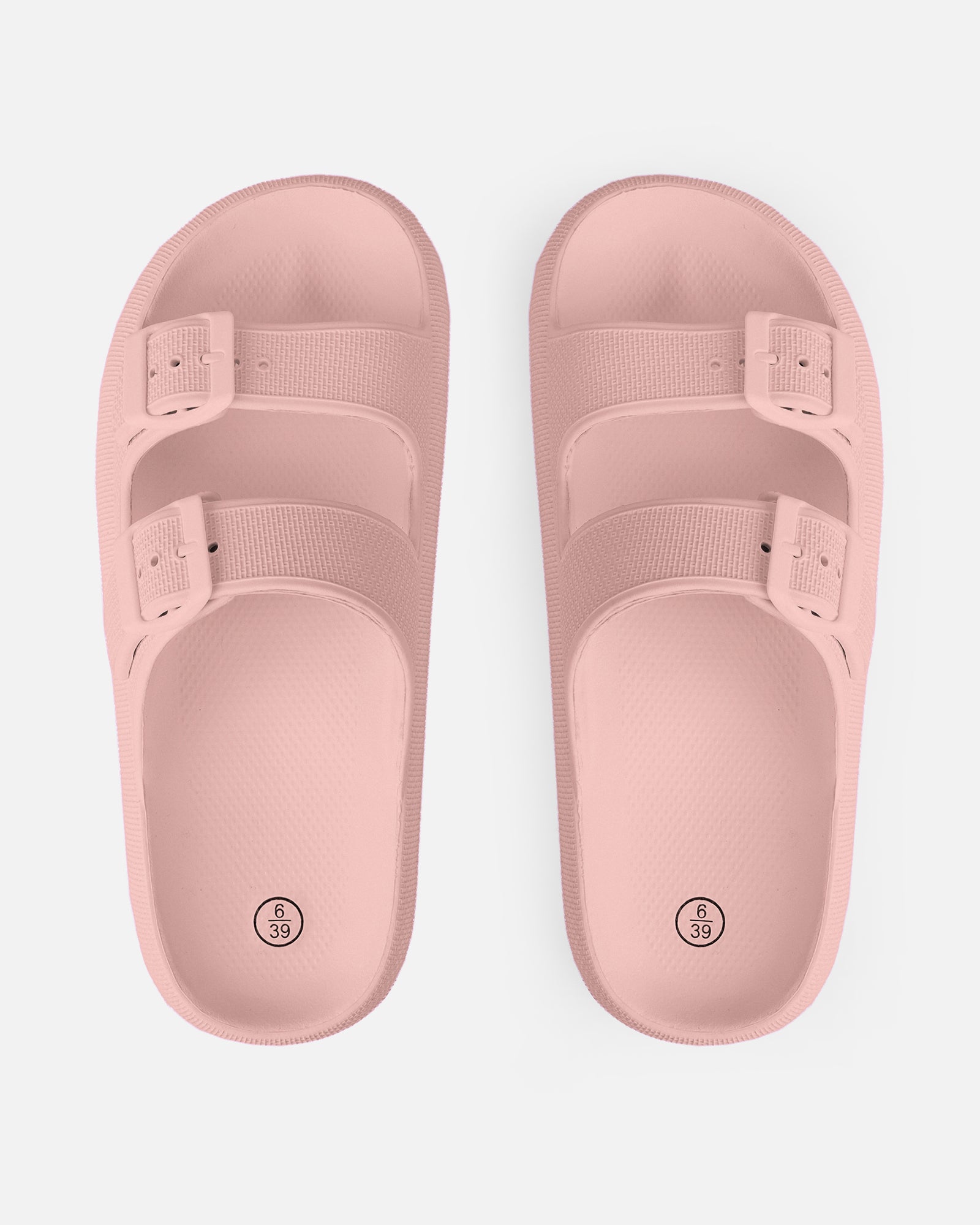 Wynna Pink Double Buckle Flat Slides | SIMMI London