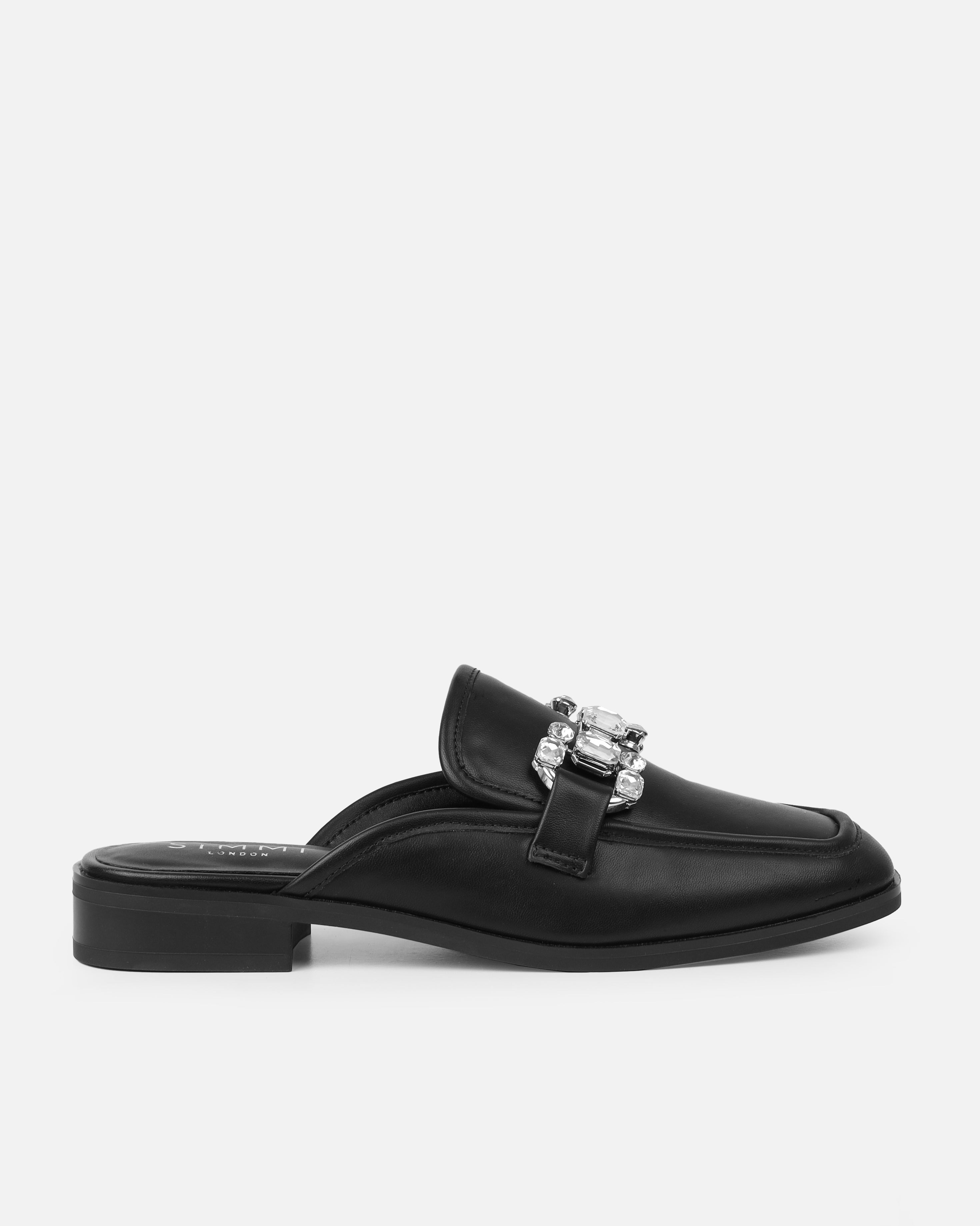 Xanthe Black Diamanté Slip On Mules | SIMMI London