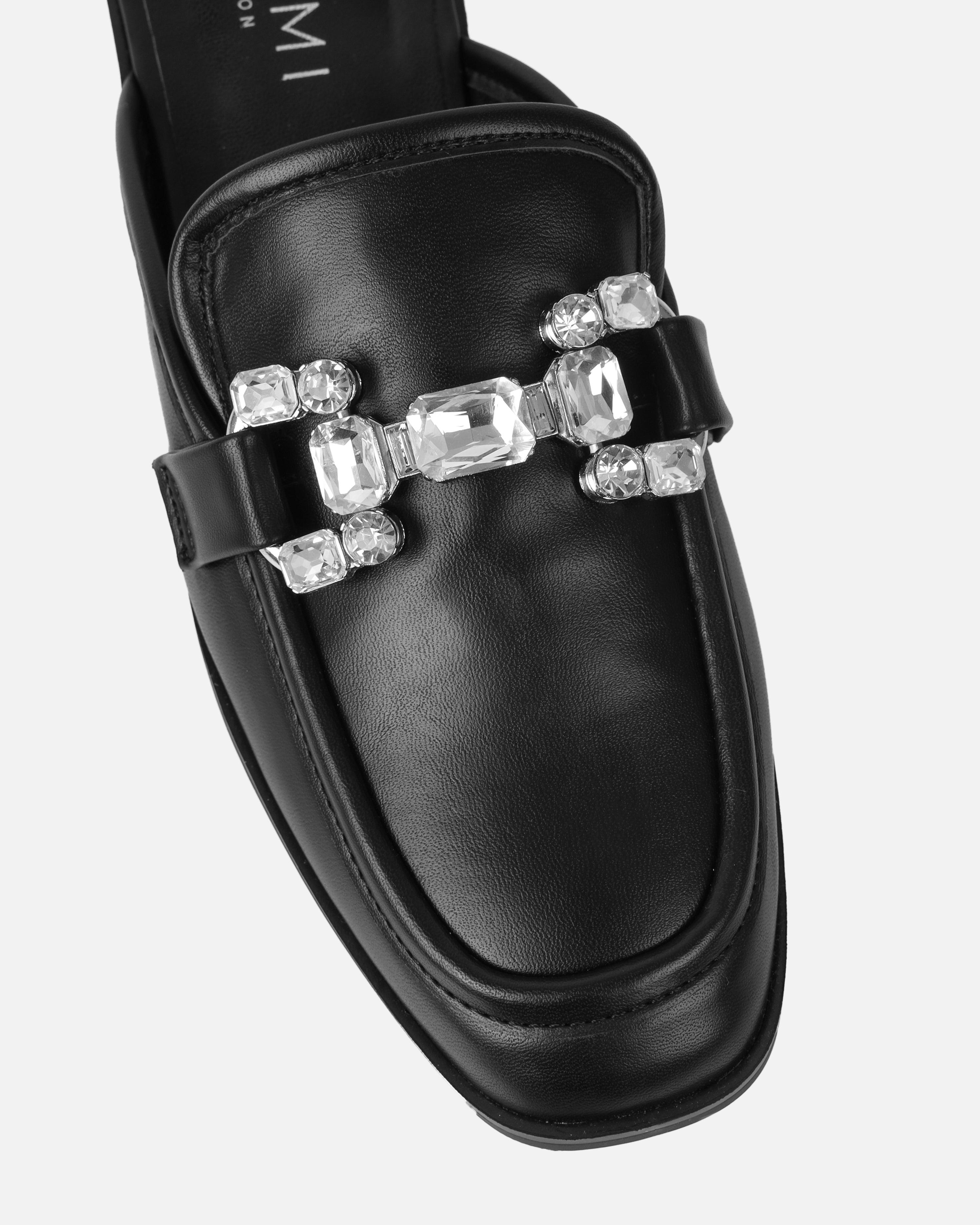 Xanthe Black Diamanté Slip On Mules | SIMMI London