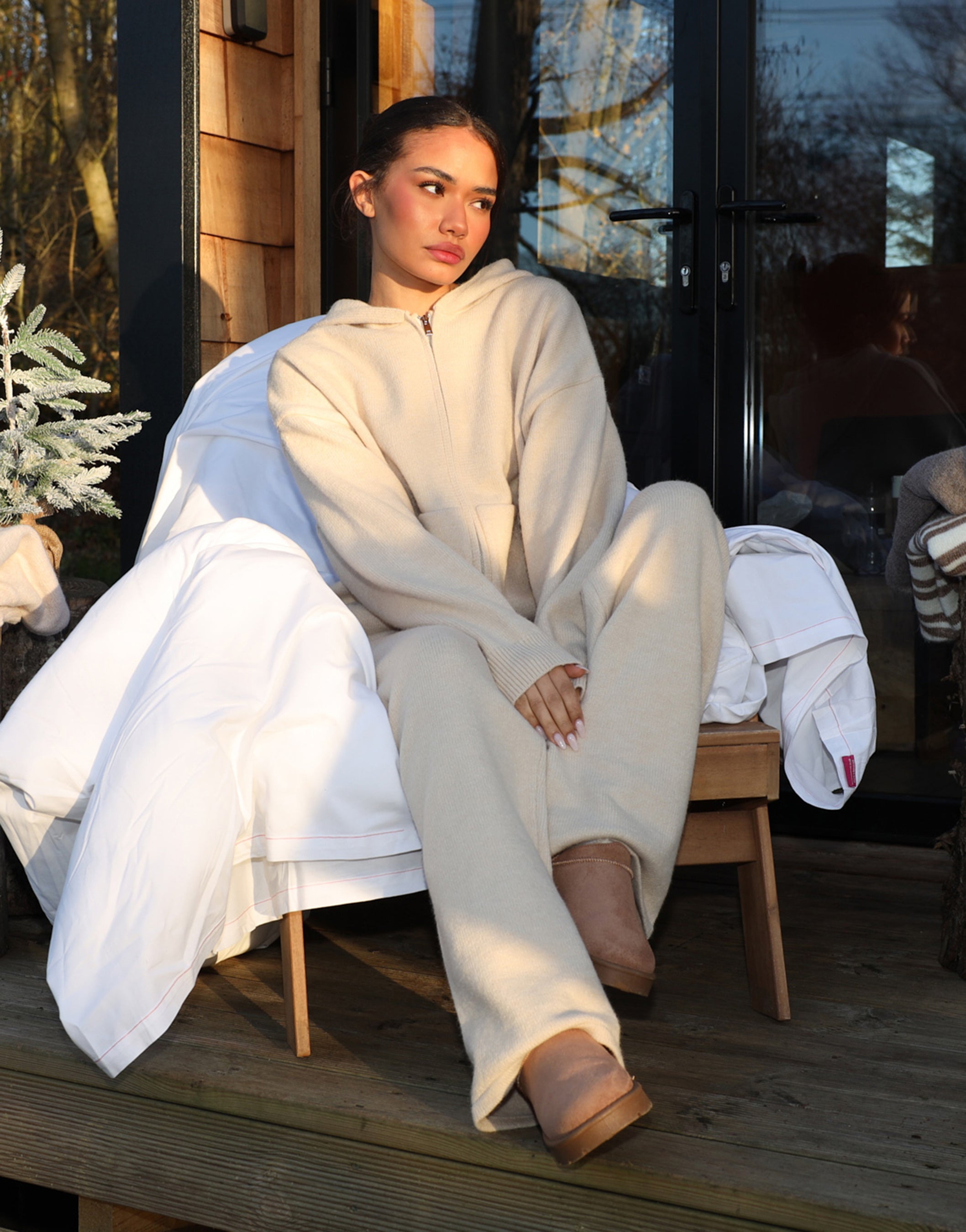 Romy Simmi Studios Chunky Knit Trousers In Cream | SIMMI London