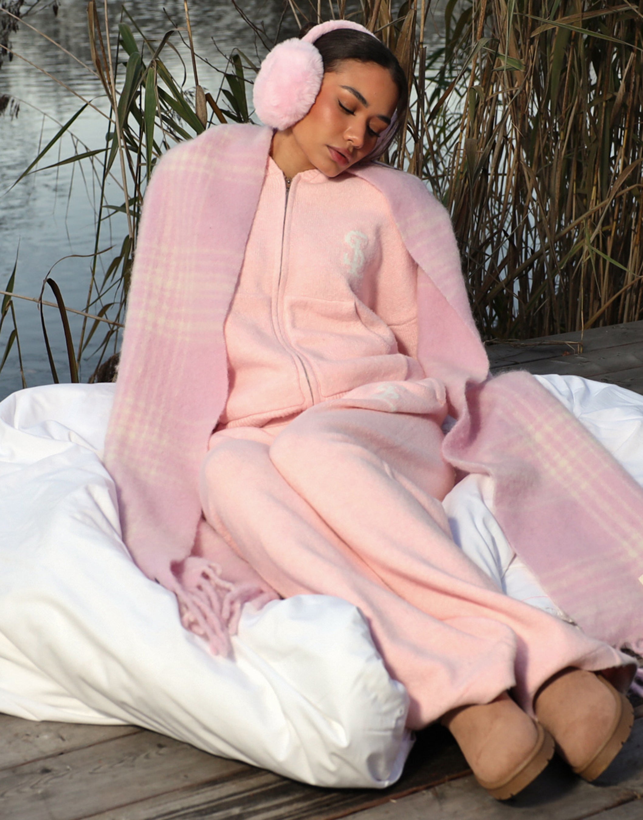 Romy Simmi Studios Chunky Knit Trousers In Pink | SIMMI London